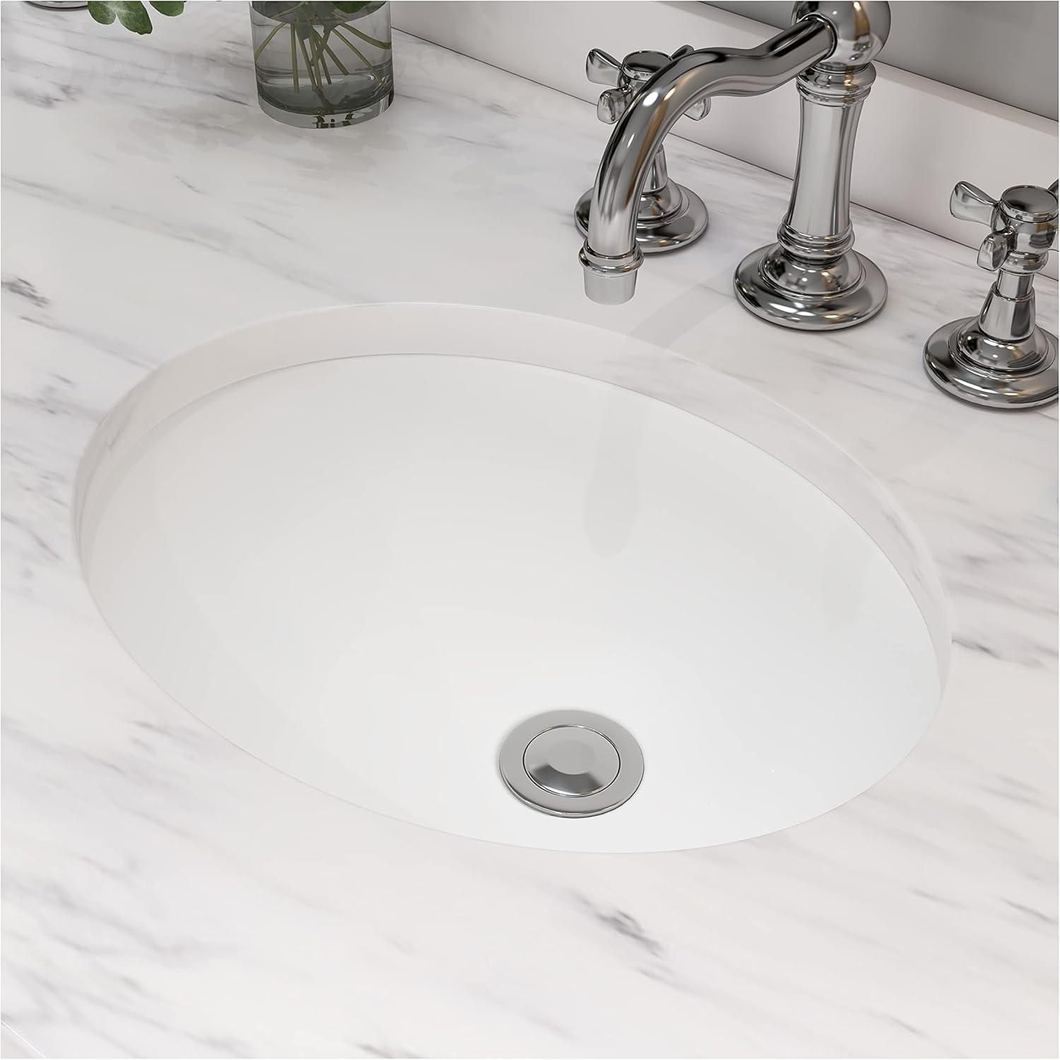 MEJE 13.4'' Glossy Ceramic Oval Bathroom Sink with Overflow