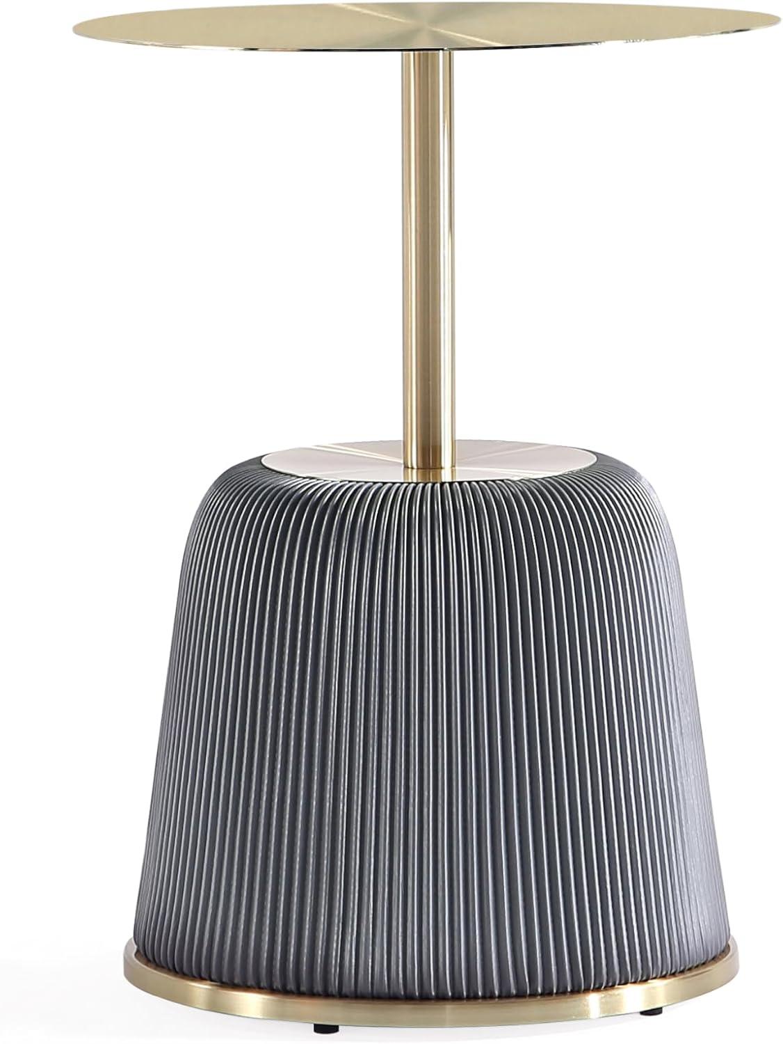 Manhattan Comfort 3pc Anderson Leatherette Upholstered Coffee Table and End Table Set Cream/Gray