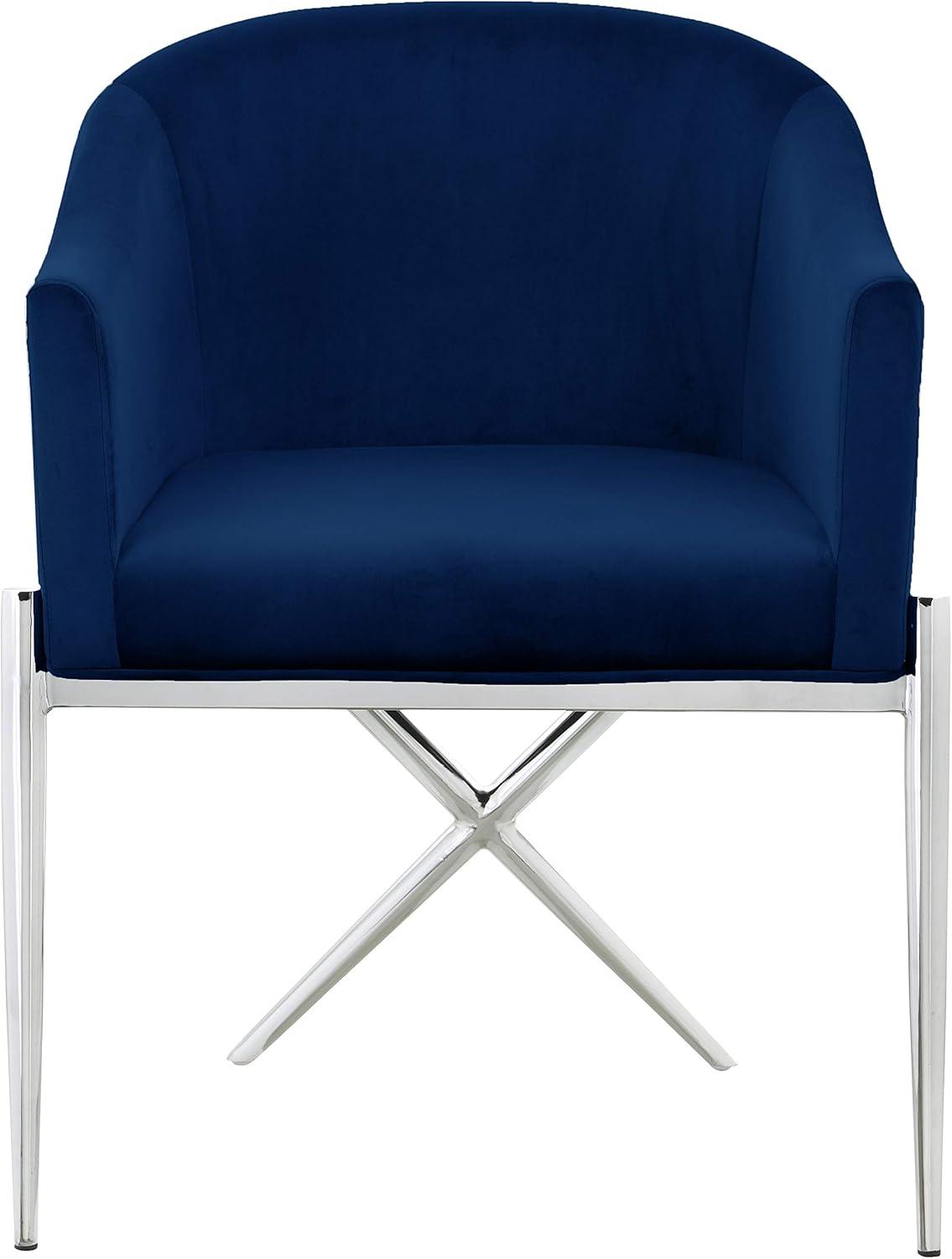 Meridian Furniture Xavier 19.5"H Velvet Dining Chair in Navy