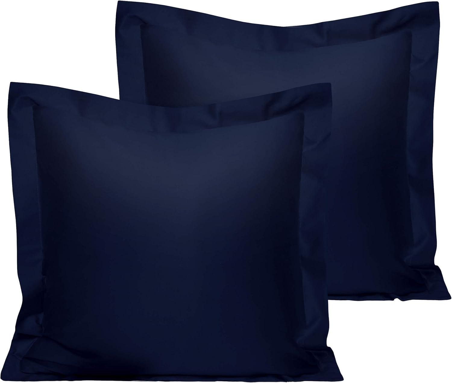 2 Pack 500 Thread Count Cotton Euro Sham Covers, Super Soft and Breathable Euro Pillow Covers, 26x26 Inches, Navy Blue - NTBAY