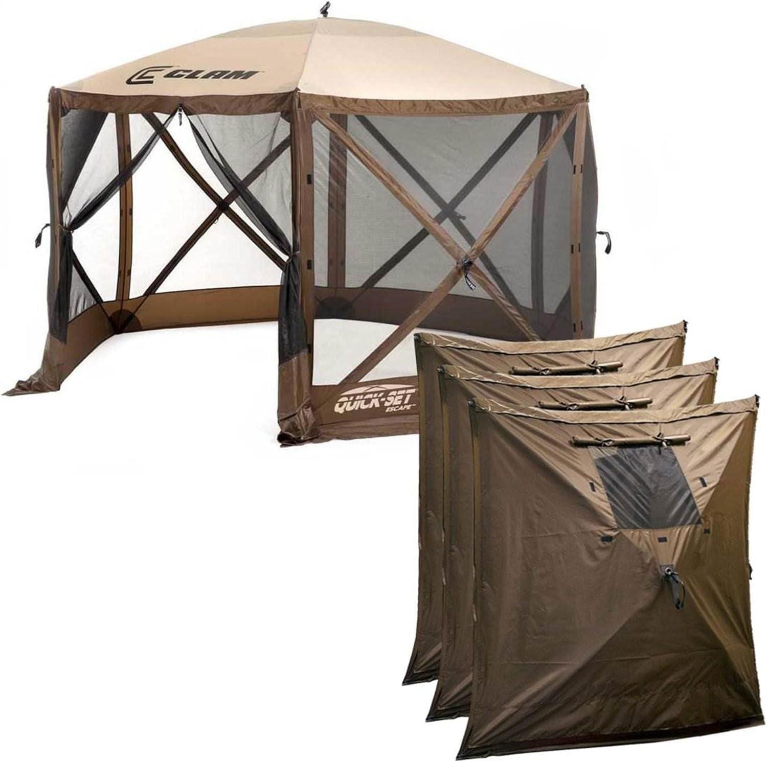 Clam Quick-Set Escape Portable Outdoor Gazebo Canopy Screen + 3 Wind Panels