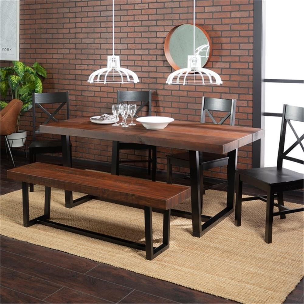 Walker Edison Farmhouse 6-Piece Dining Set, Mahogany/Espresso