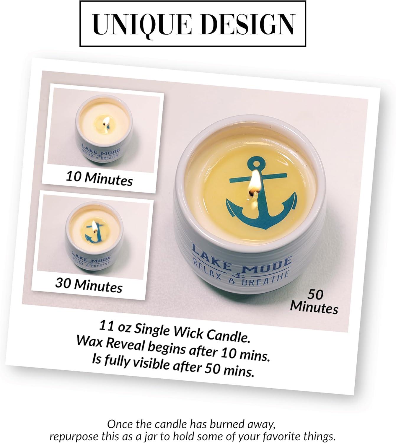 Pavilion - Lake Mode - 11 oz Wax Reveal Secret Surprise Message Single-Wick Jasmine Scented Candle Lake Boat Lover Friend Gift Cottage Water Front Housewarming Present