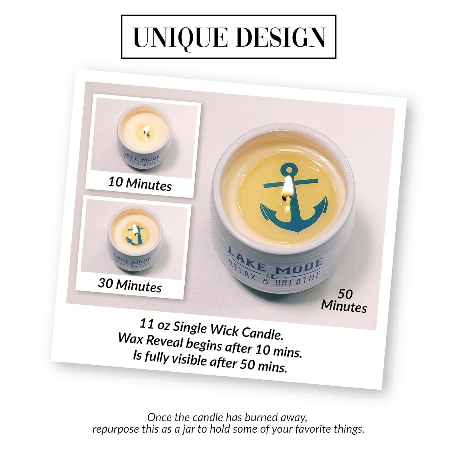 Pavilion - Lake Mode - 11 oz Wax Reveal Secret Surprise Message Single-Wick Jasmine Scented Candle Lake Boat Lover Friend Gift Cottage Water Front Housewarming Present