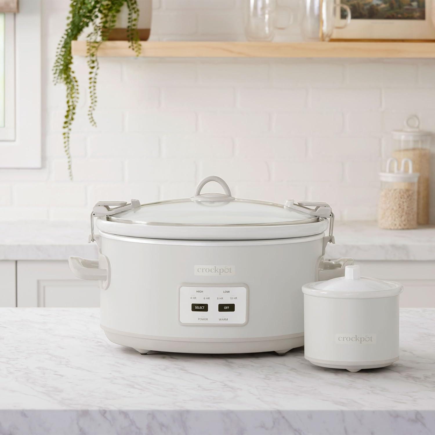Crockpot 7-Quart Programmable Slow Cooker with Locking Lid and Little Dipper Food Warmer