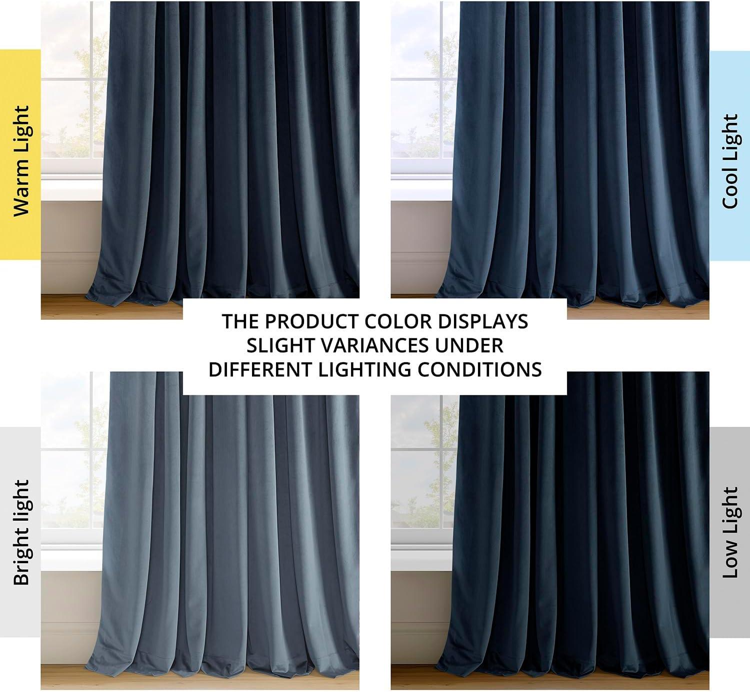 Half Price Drapes Signature Midnight Blue French Pleat Velvet Blackout Curtains(1 Panel), 50WX 96L