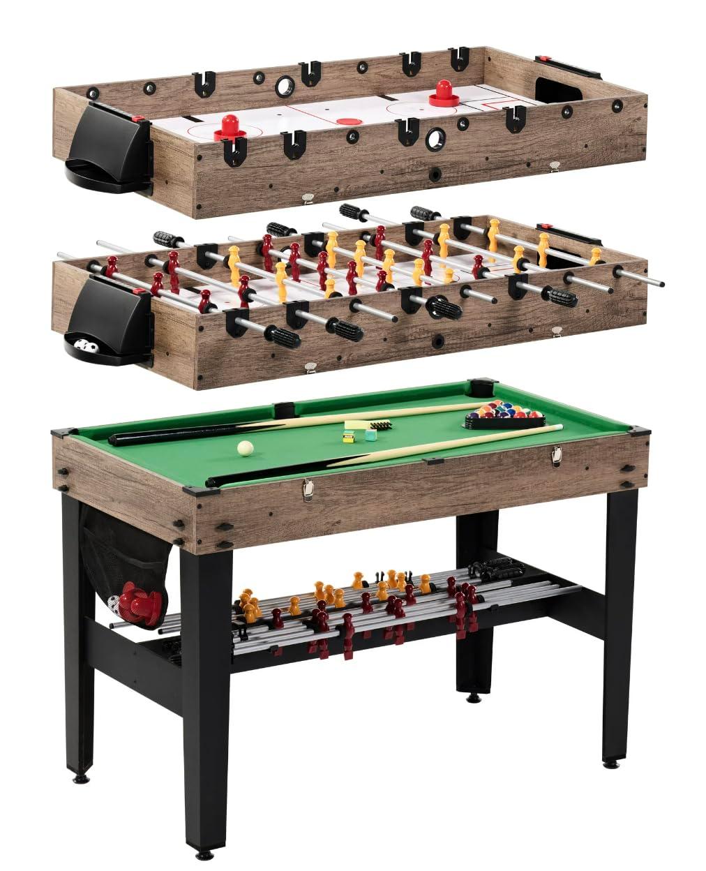 48"  3 in 1 Combo Air Powered Hockey, Foosball, and Billiard Game Table, by MD Sports