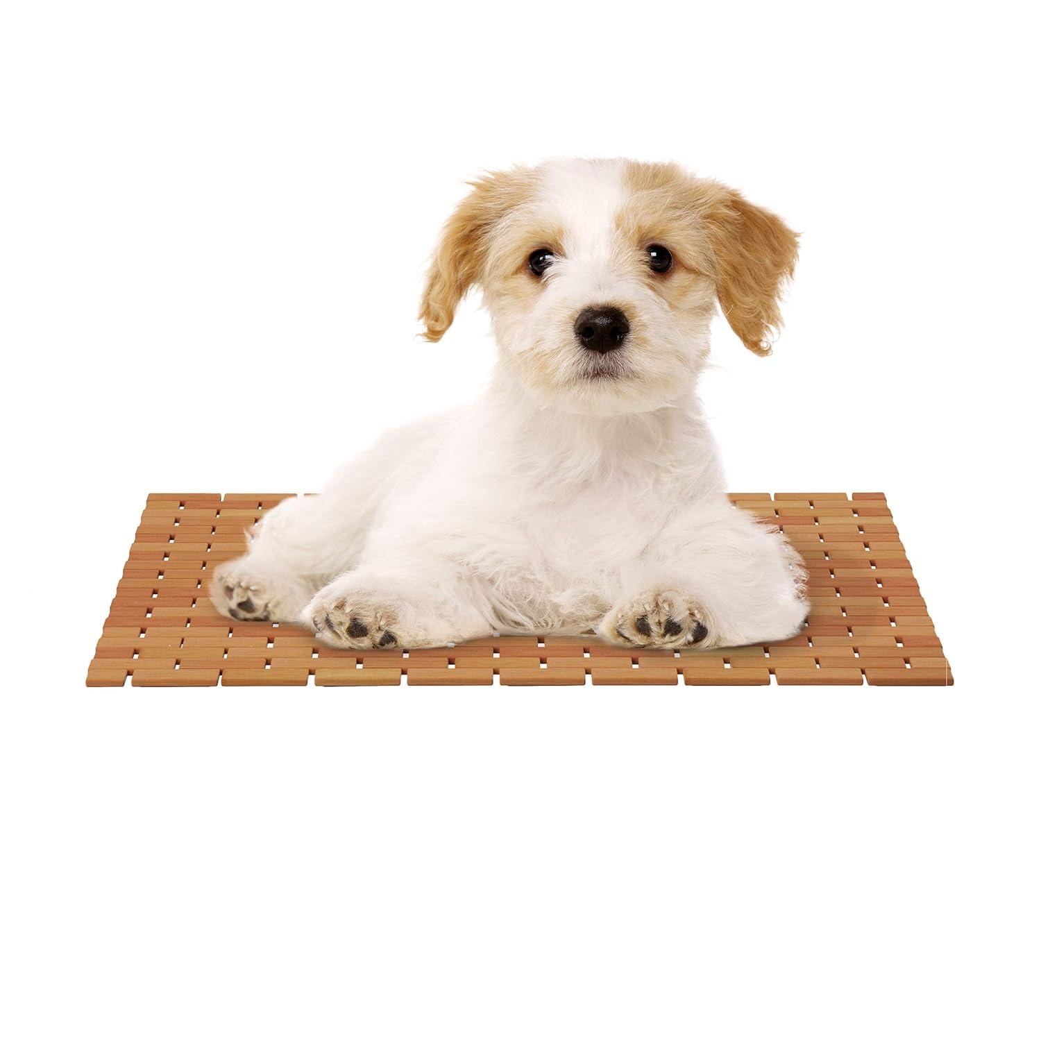 Lavish Home 67-BAMB-2 Bamboo Bath Mat-Eco-Friendly Natural Wooden Non-Slip Roll Up Lattice Design Mat