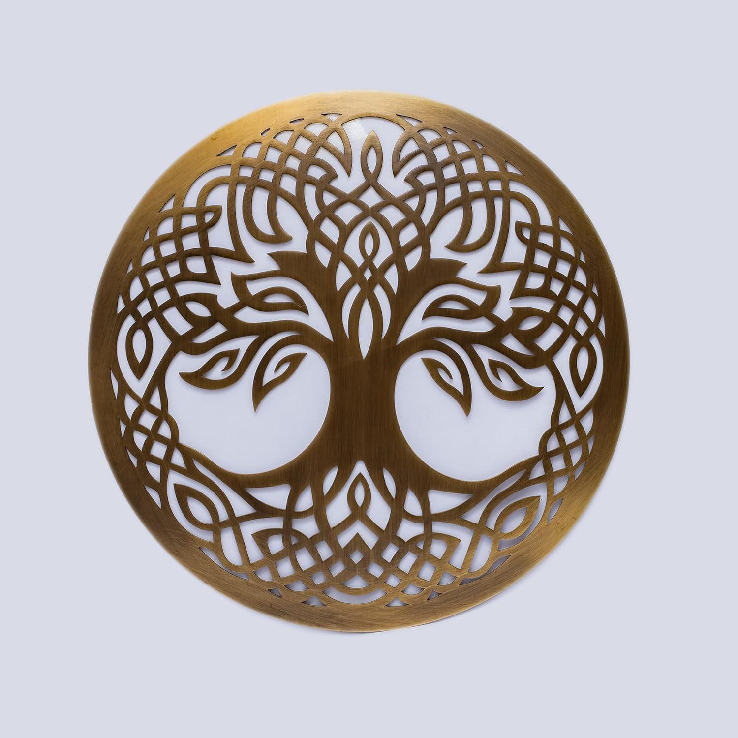Exclusively Irish Tree of life round-shaped wall hang (Antique Brass)