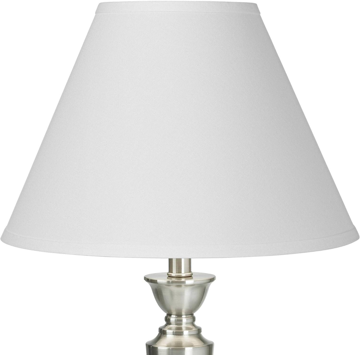 Springcrest Bright Antique White Linen Medium Lamp Shade 6.5" Top x 15" Bottom x 10.75" High x 11.75" Slant (Spider) Replacement with Harp and Finial