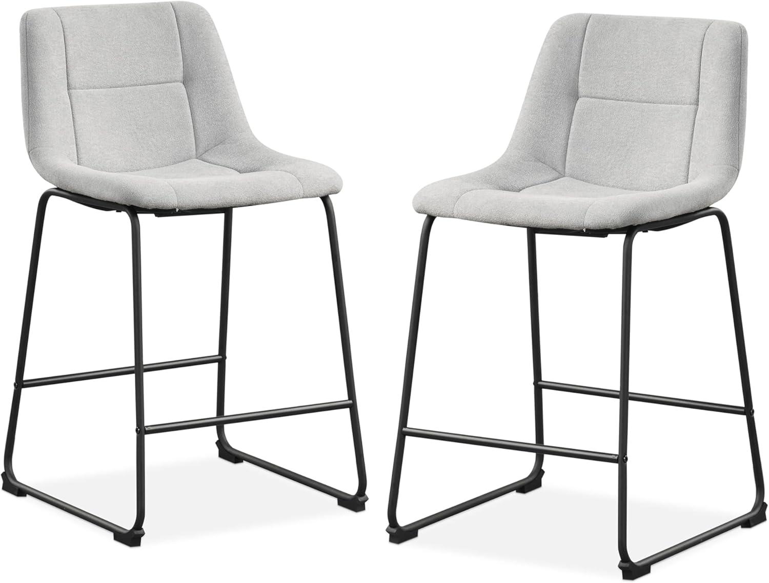 Furniture of America Perri Modern Chenille Counter Height Dining Chairs, Gray (Set of 2)