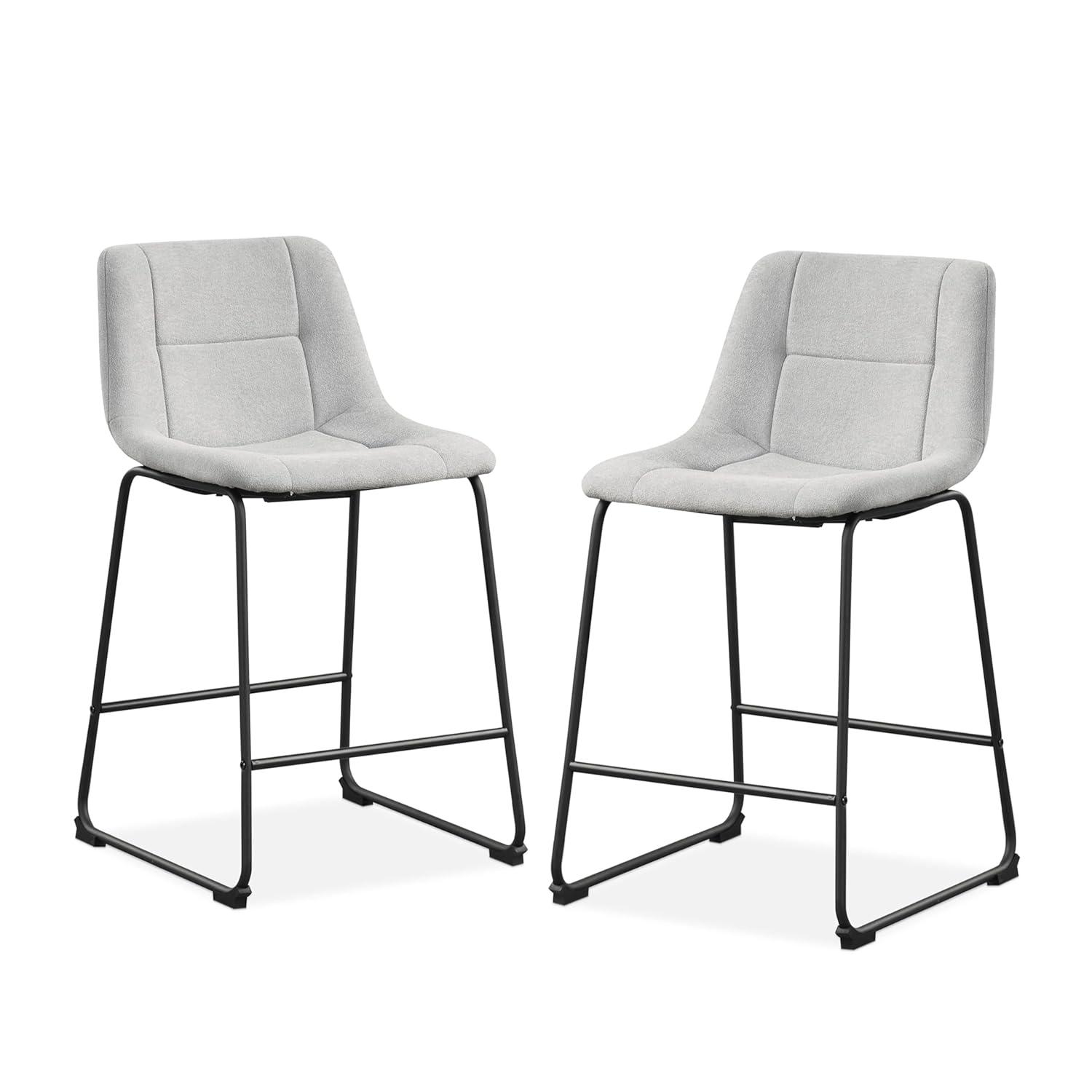 Furniture of America Perri Modern Chenille Counter Height Dining Chairs, Gray (Set of 2)