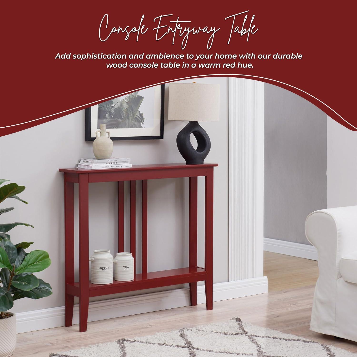 Kings Brand Furniture - Narrow Entryway Console Sofa Table with Storage for Entryway - Foyer, Living Room, Red