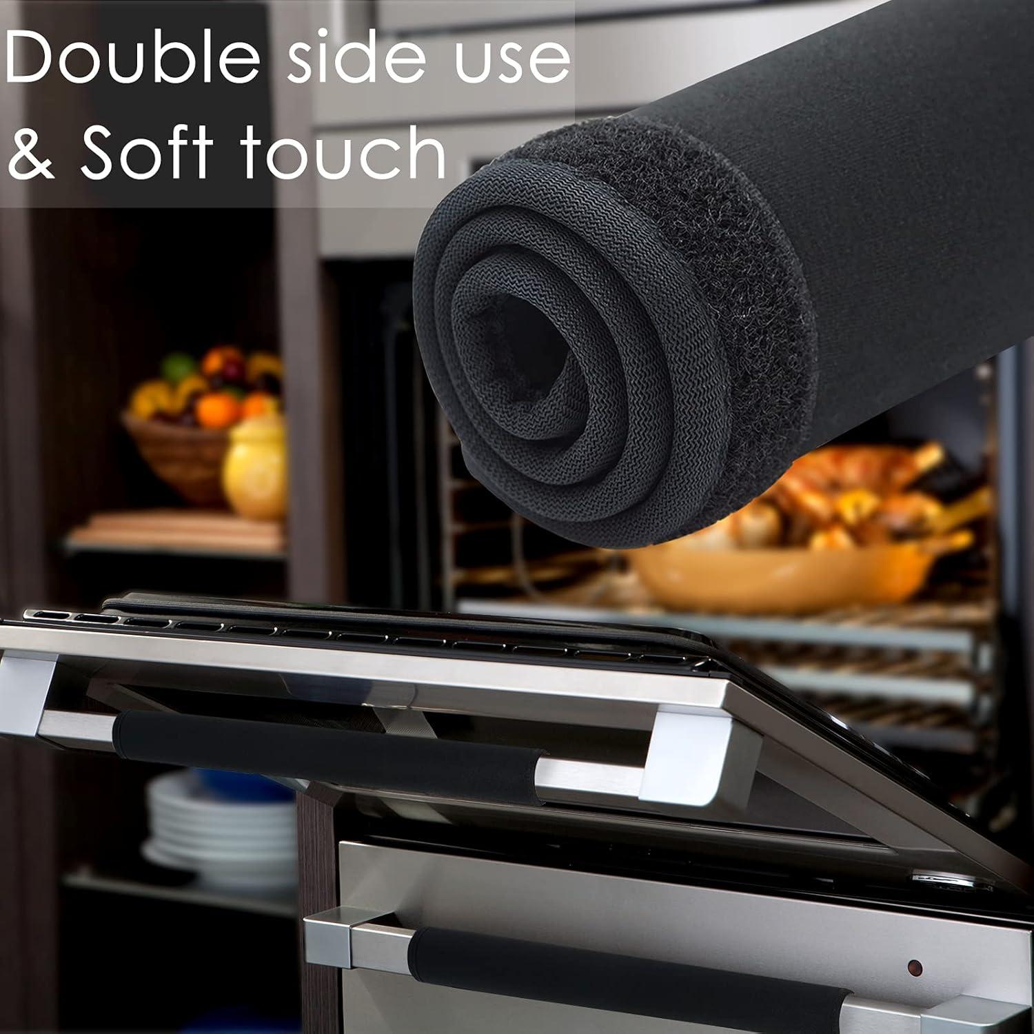 6Pcs Refrigerator Door Handle Cover Washable Kitchen Appliance Decor Handles Fridge Oven Microwave Dishwasher Antiskid Protector, Keep Off Fingerprints Food Stains (Black)