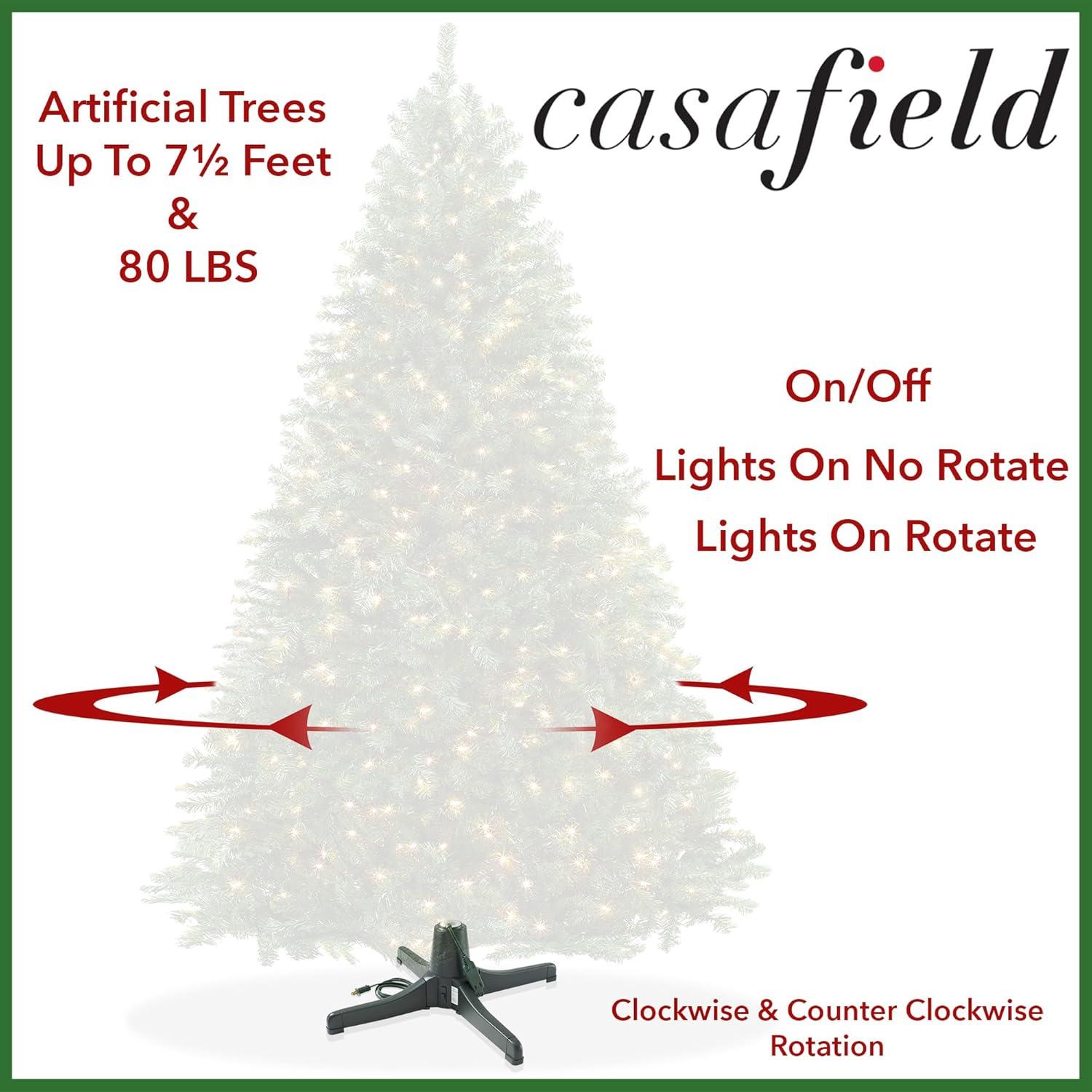 Casafield Rotating Christmas Tree Stand - 360-Degree Revolving Base for Up to 7.5 FT Artificial Tree, Green