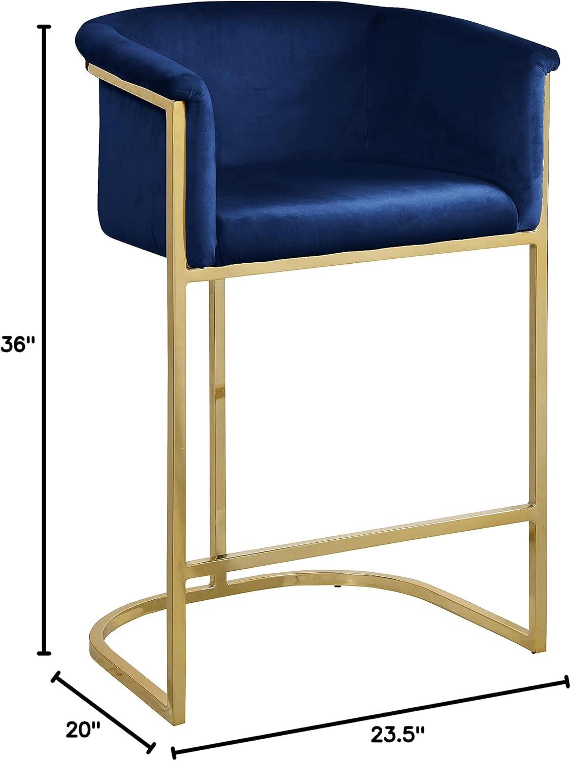 Meridian Furniture Donatella Navy Velvet Stool