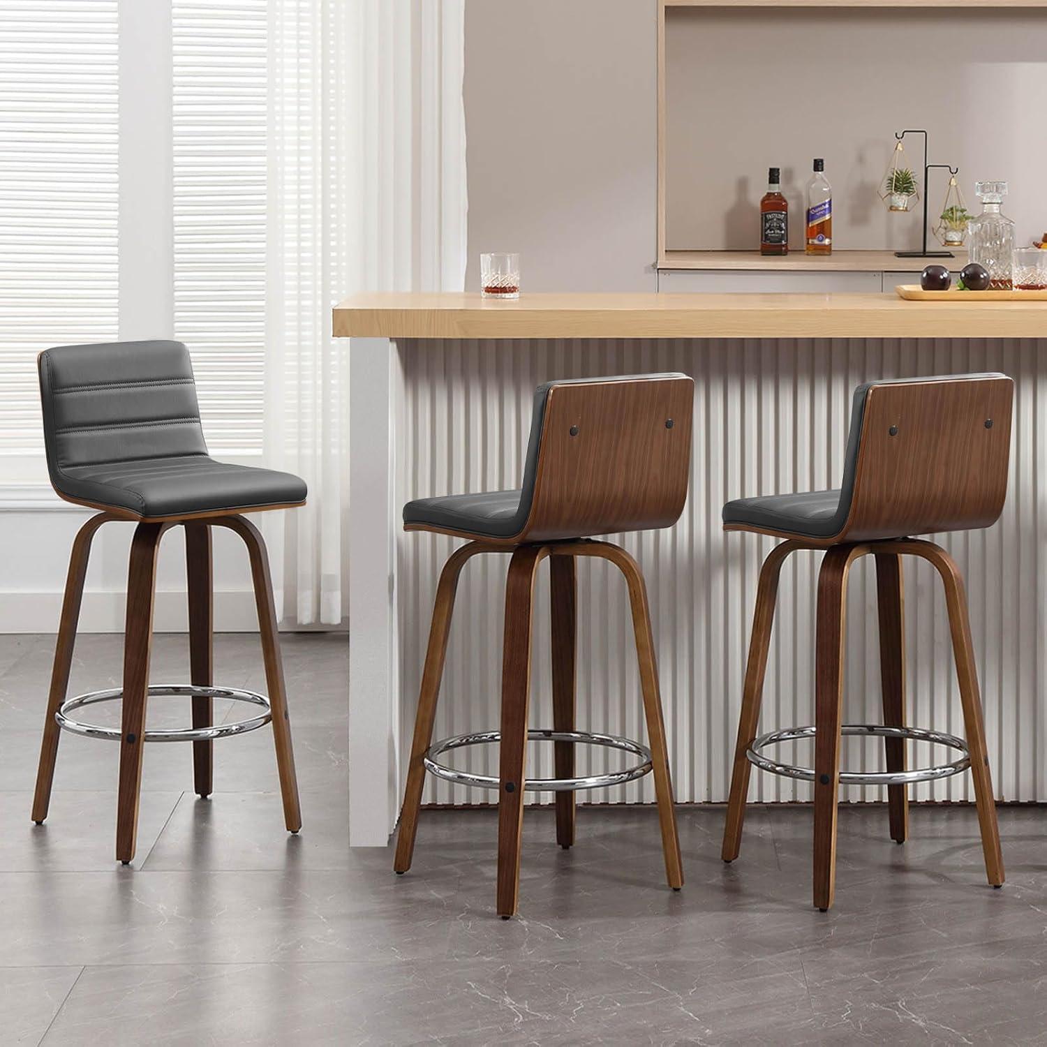 Upholstered  Swivel Counter & Bar Stool (Set of 3)