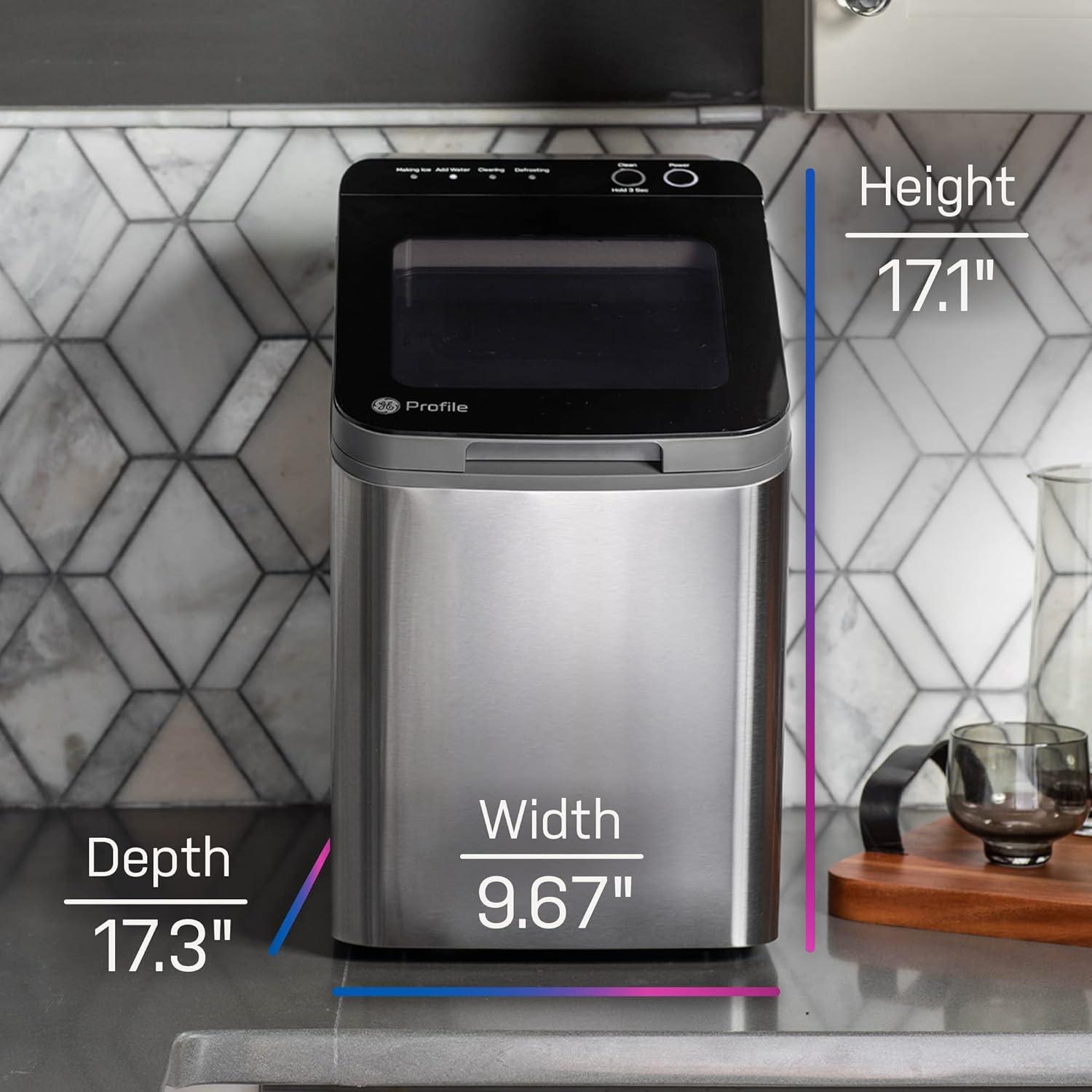 GE Profile Opal 1.0 Nugget Ice Maker| Countertop Pebble Ice Maker | Portable Ice Machine Makes up to 34 lbs of Ice Per Day | Stainless Steel