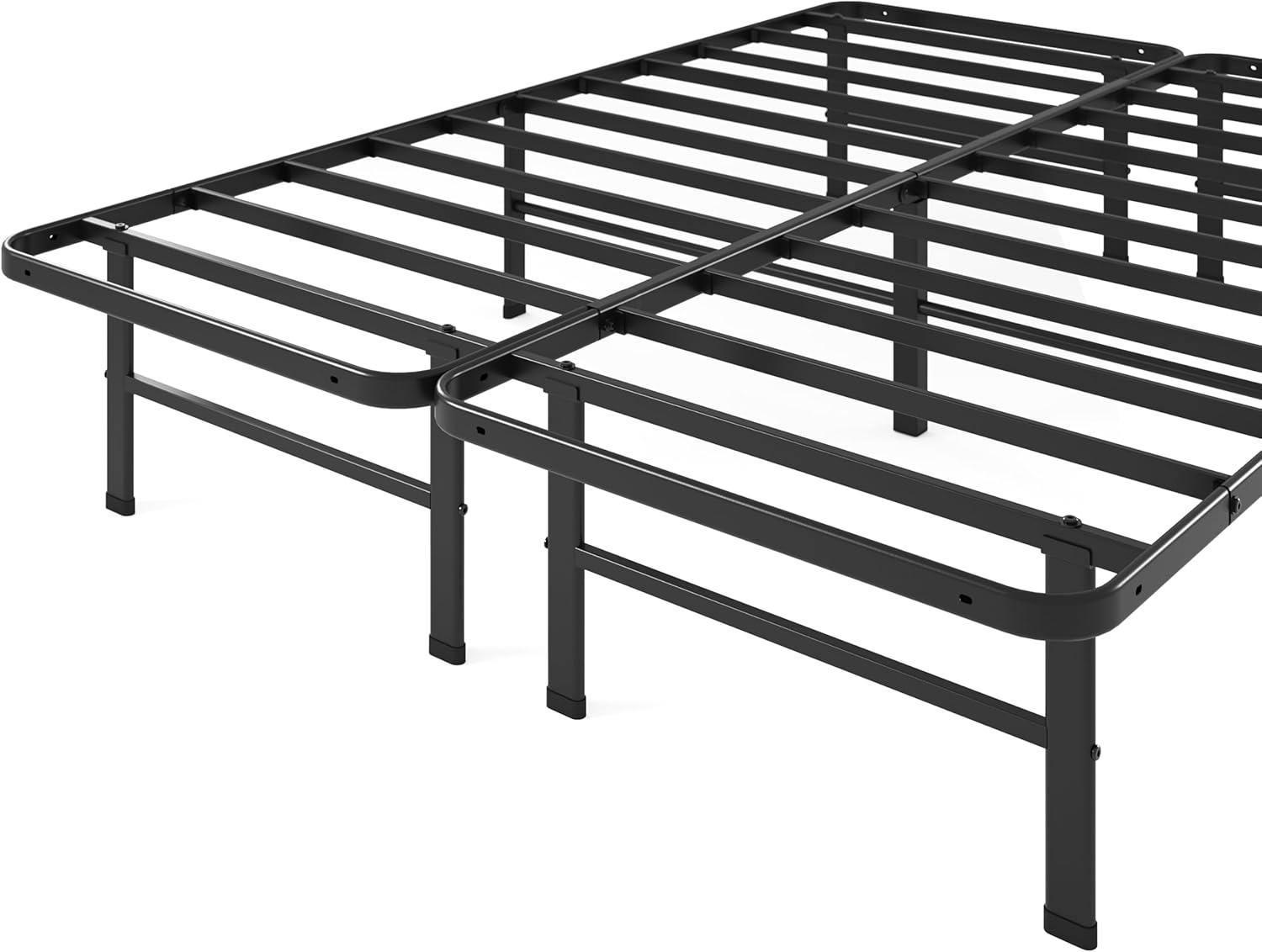 Black Painted Metal Queen Bed Frame with Slats