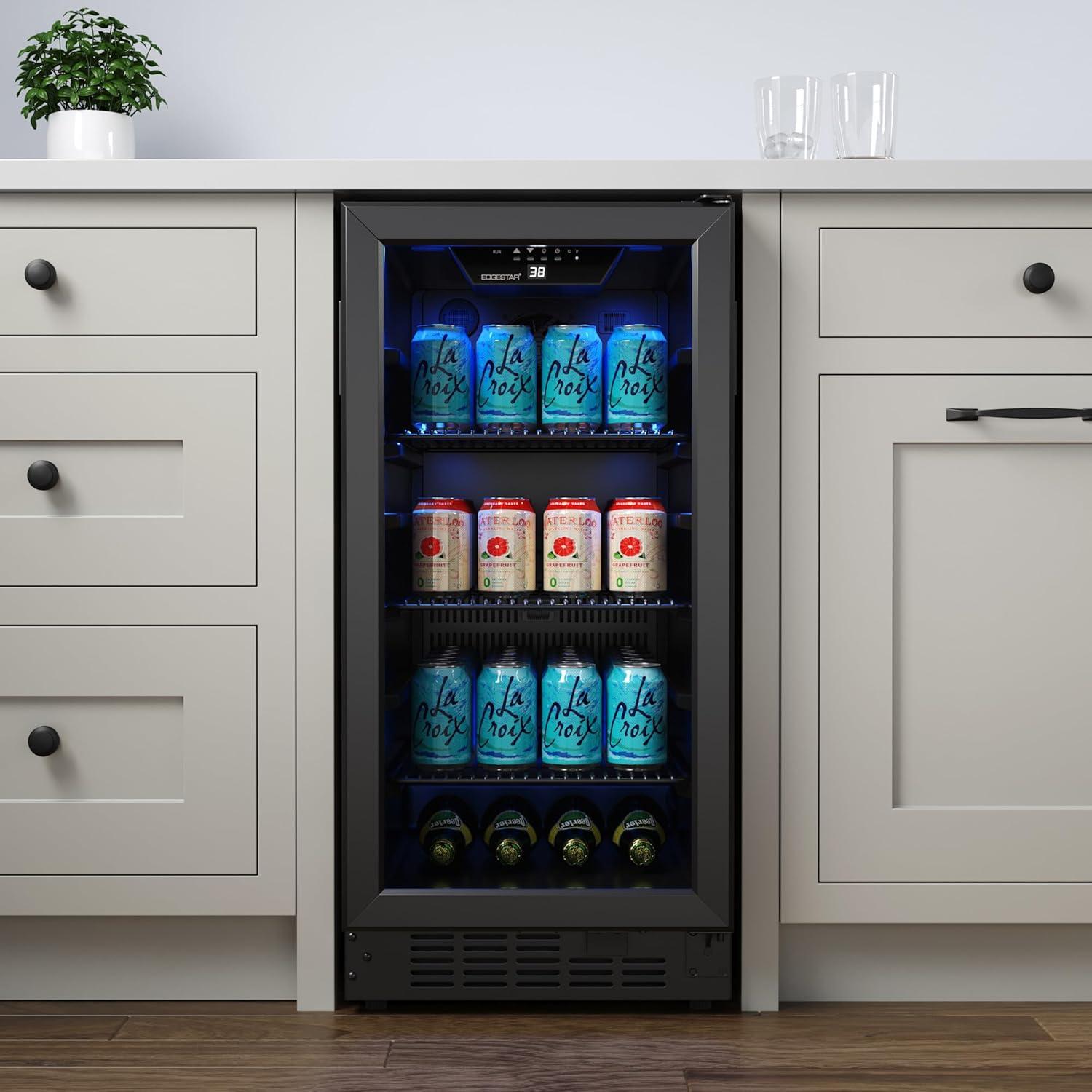 EdgeStar BBR901BL 15 Inch Wide 80 Can Built-In Beverage Center with Slim Design