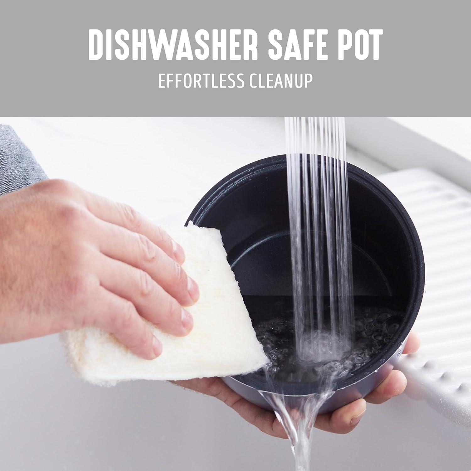 Compact White Electric Rice and Grains Cooker with Ceramic Nonstick Bowl