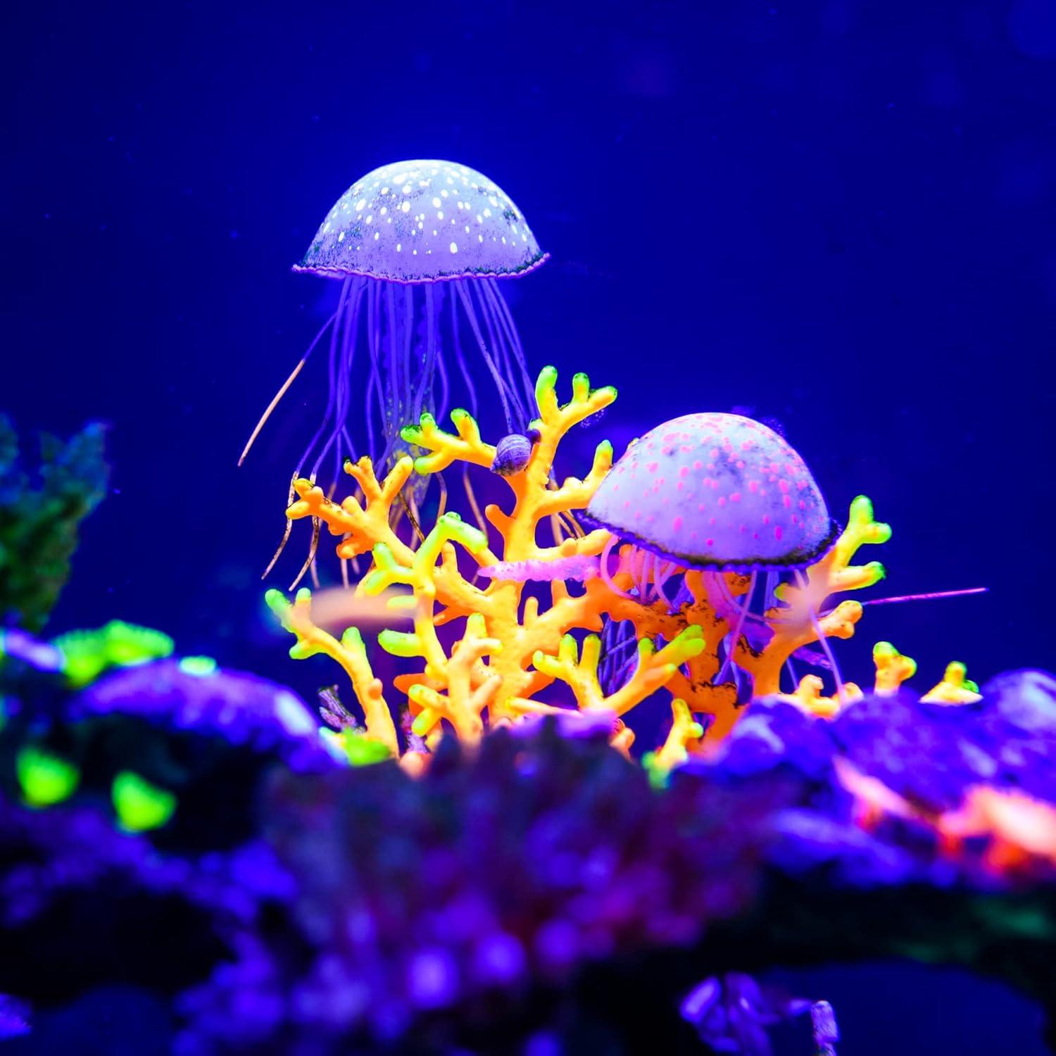 Unique Bargains Aquarium Jellyfish Glow Decoration with Suction Cup 2.3"x5.9" Pink