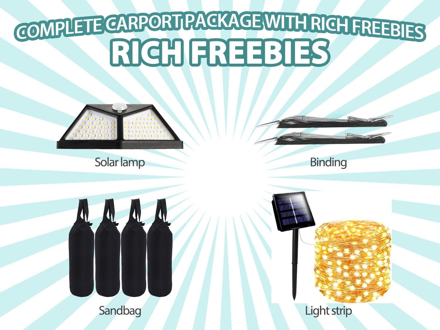 Carports 10X16 Heavy Duty，Portable Car Port Garage，Carport Canopy with Side Doors，Outdoor Car Shelter All Weather