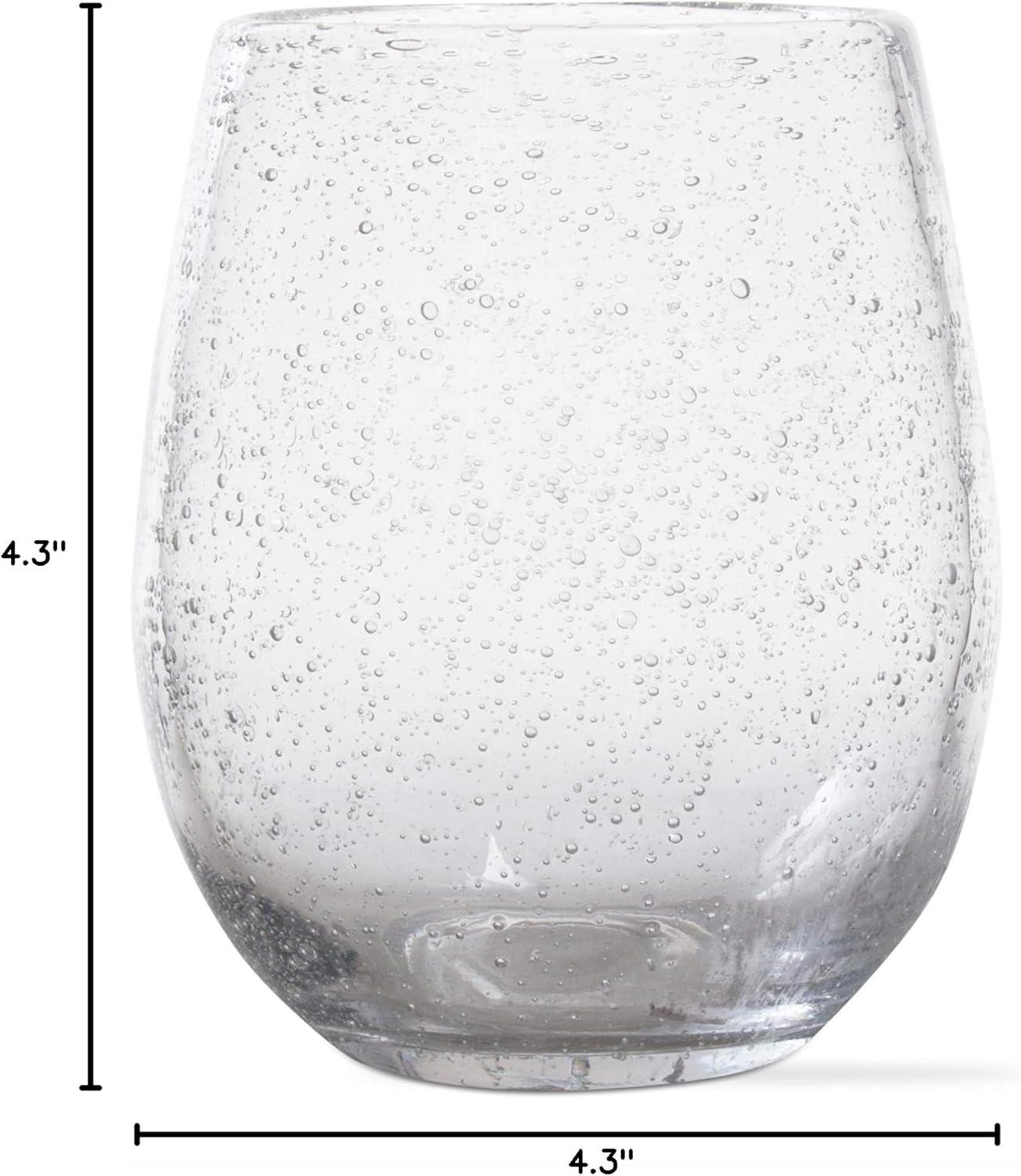 tagltd 16 oz. Bubble Glass Stemless Drinkware Clear Dishwasher Safe Beverage Glassware For Dinner Party Wedding Restaurant Bar