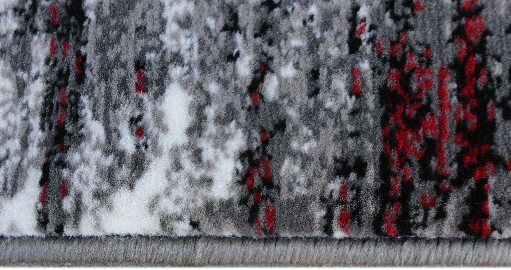 Masada Rugs 2'x3' Modern Contemporary Ombre Area Rug Mat in Red, Gray and Black - Design Trz863