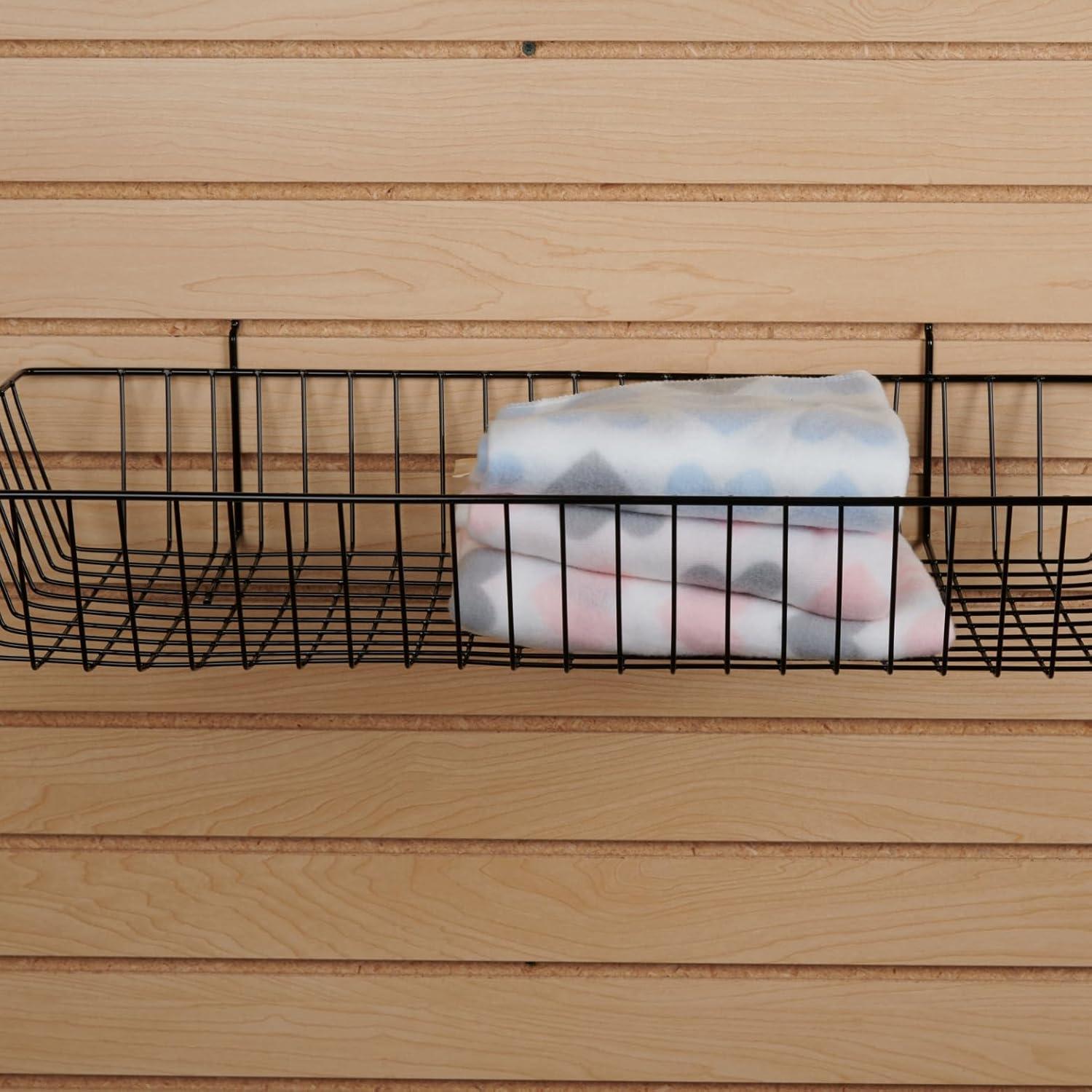 Black Mini Wire Grid Basket for Slatwall or Pegboard - 24''L x 12''W x 4"D