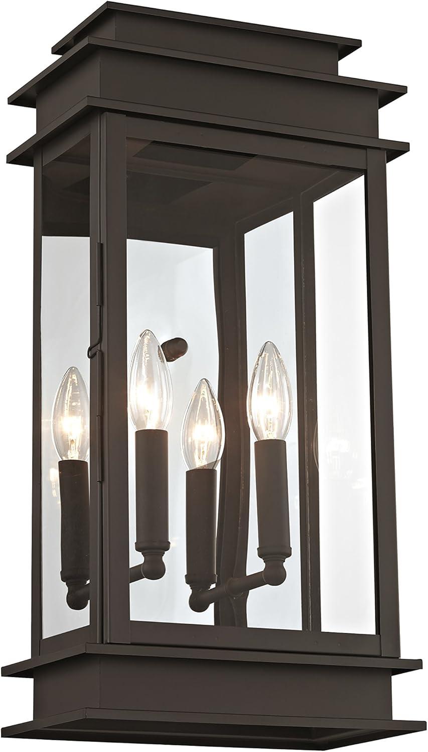 Princeton Classic Bronze 19" Outdoor Wall Lantern with Clear Glass