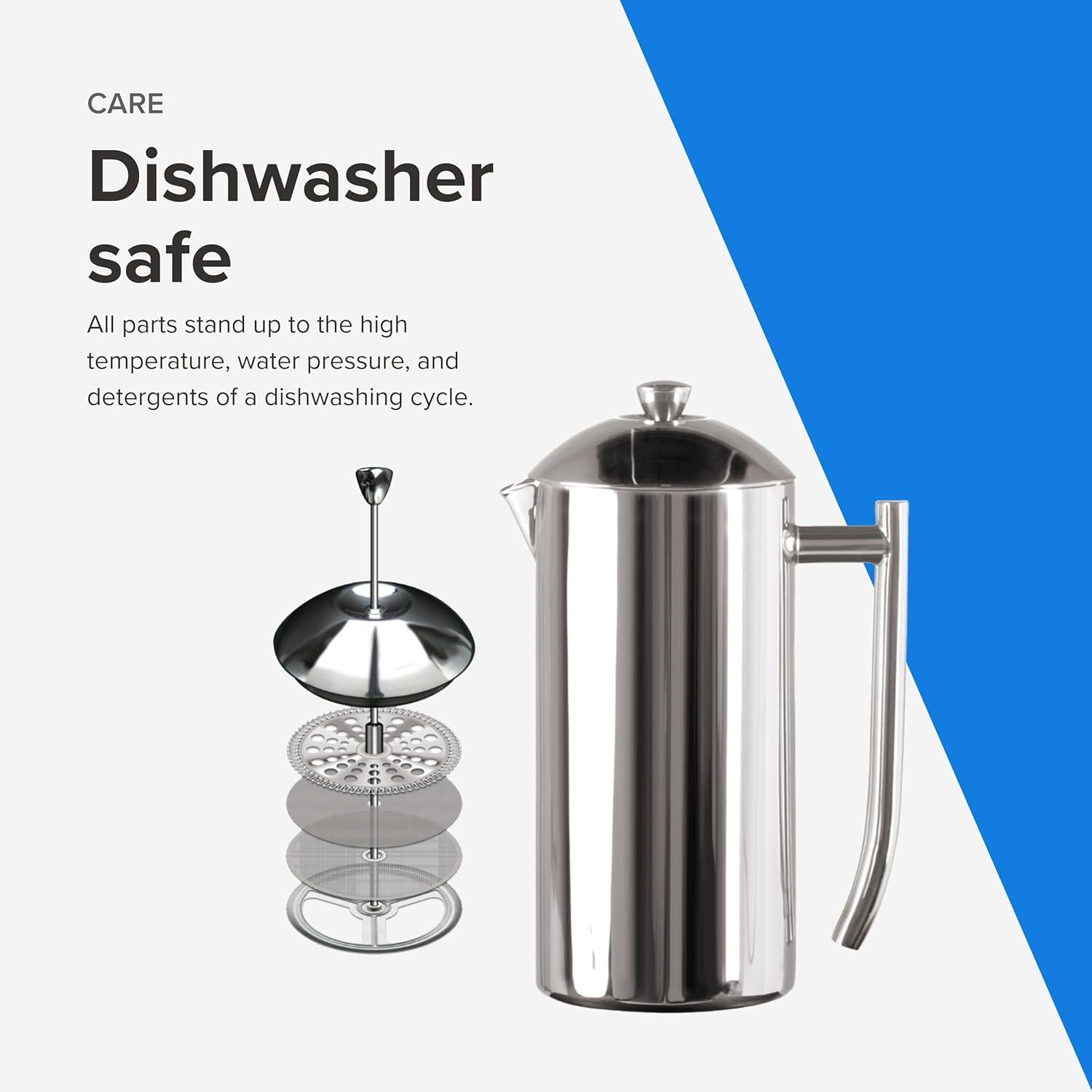 Polished Stainless Steel Double-Walled French Press, 17 Oz