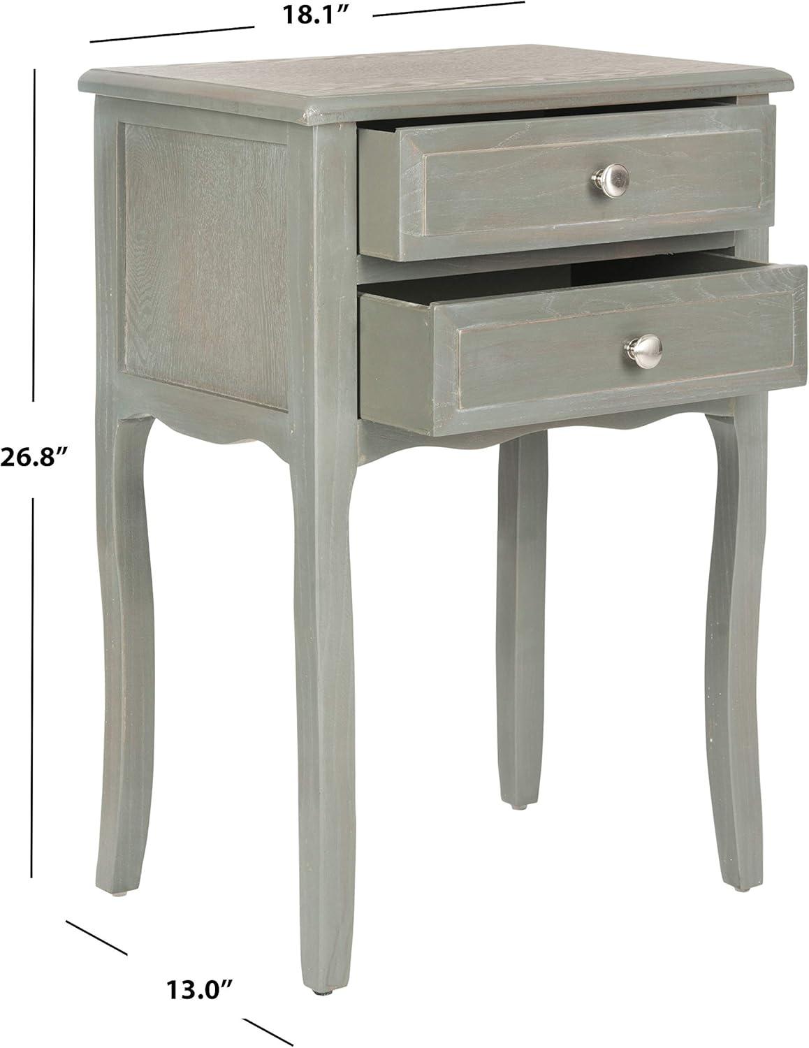 Lori End Table With Storage Drawers - AMH6576B - Ash Grey - Safavieh Couture
