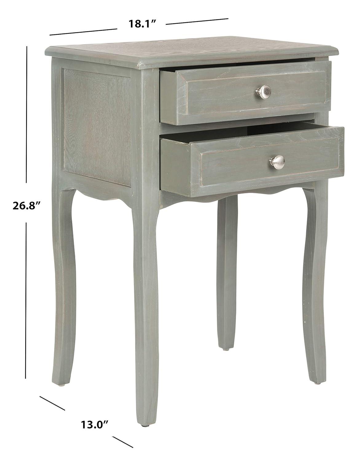 Lori End Table With Storage Drawers - AMH6576B - Ash Grey - Safavieh Couture
