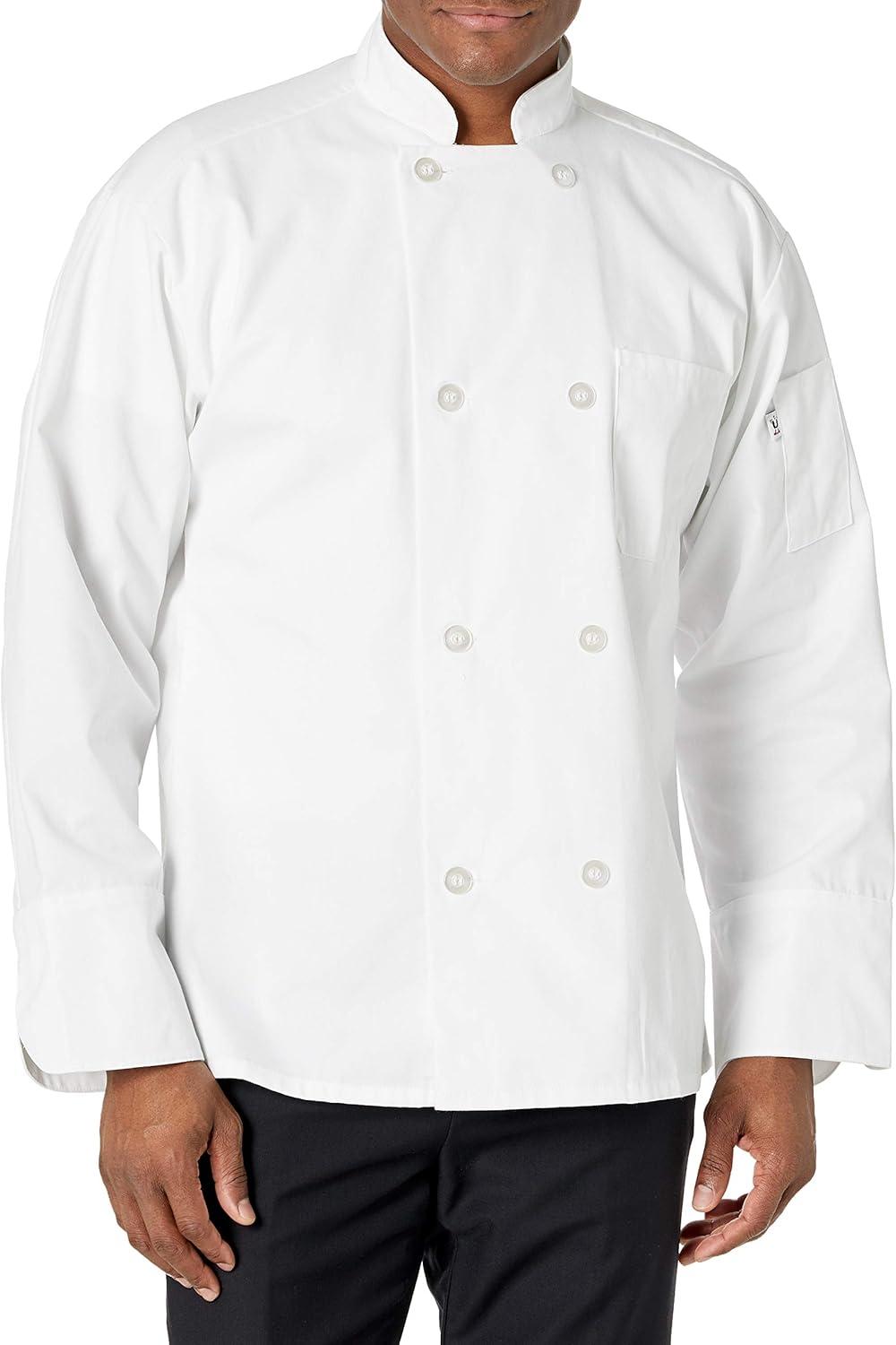 White XL Unisex Long Sleeve Button Chef Coat