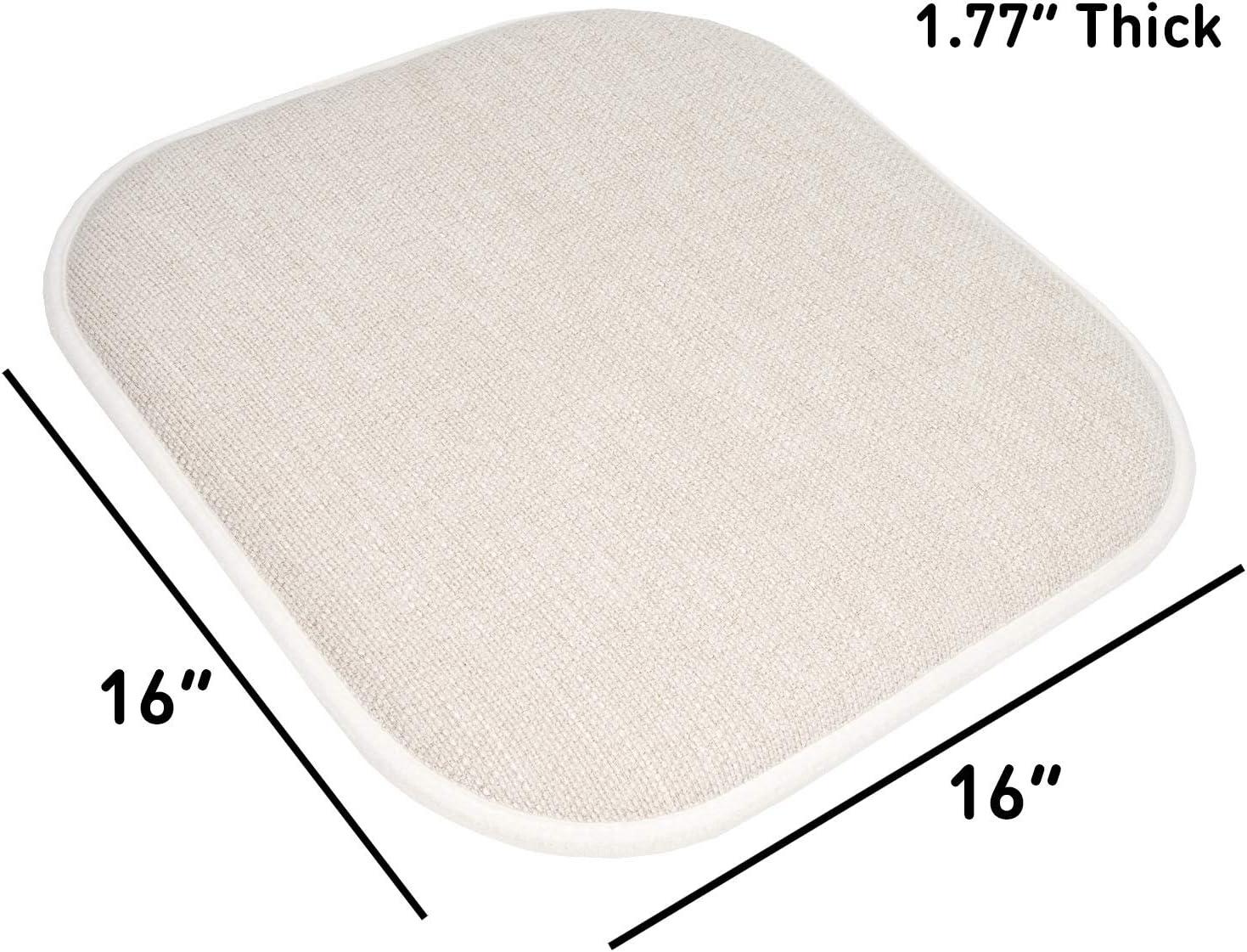 Alexis Memory Foam No Slip Back 16" x 16" Chair Pad Cushion, Linen/Beige, 4 Pack