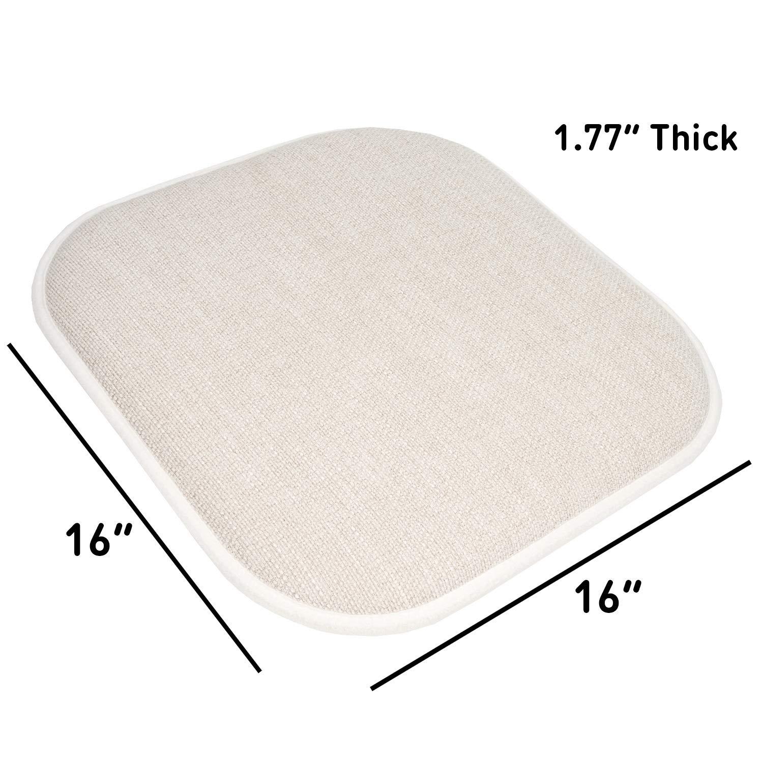 Alexis Memory Foam No Slip Back 16" x 16" Chair Pad Cushion, Linen/Beige, 4 Pack