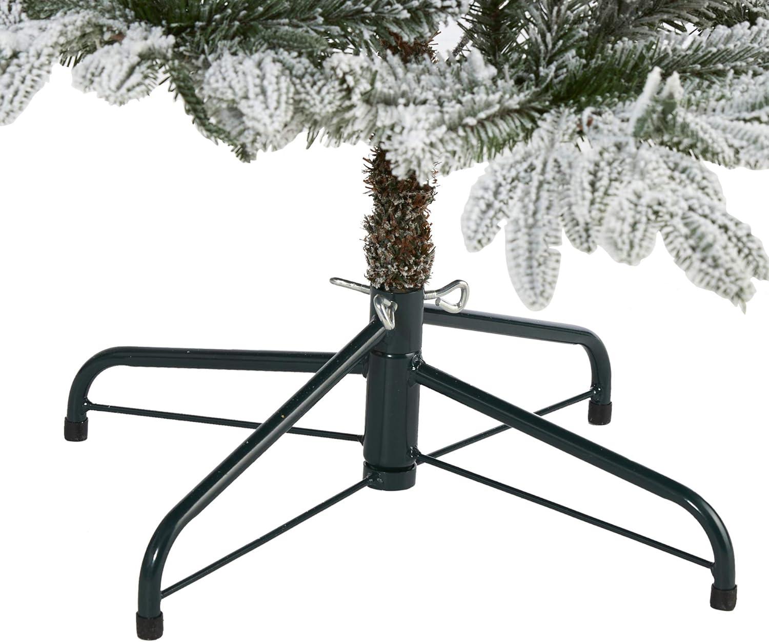 Nearly Natural 5.5’ Flocked Manchester Spruce Prelit LED Artificial Christmas Tree