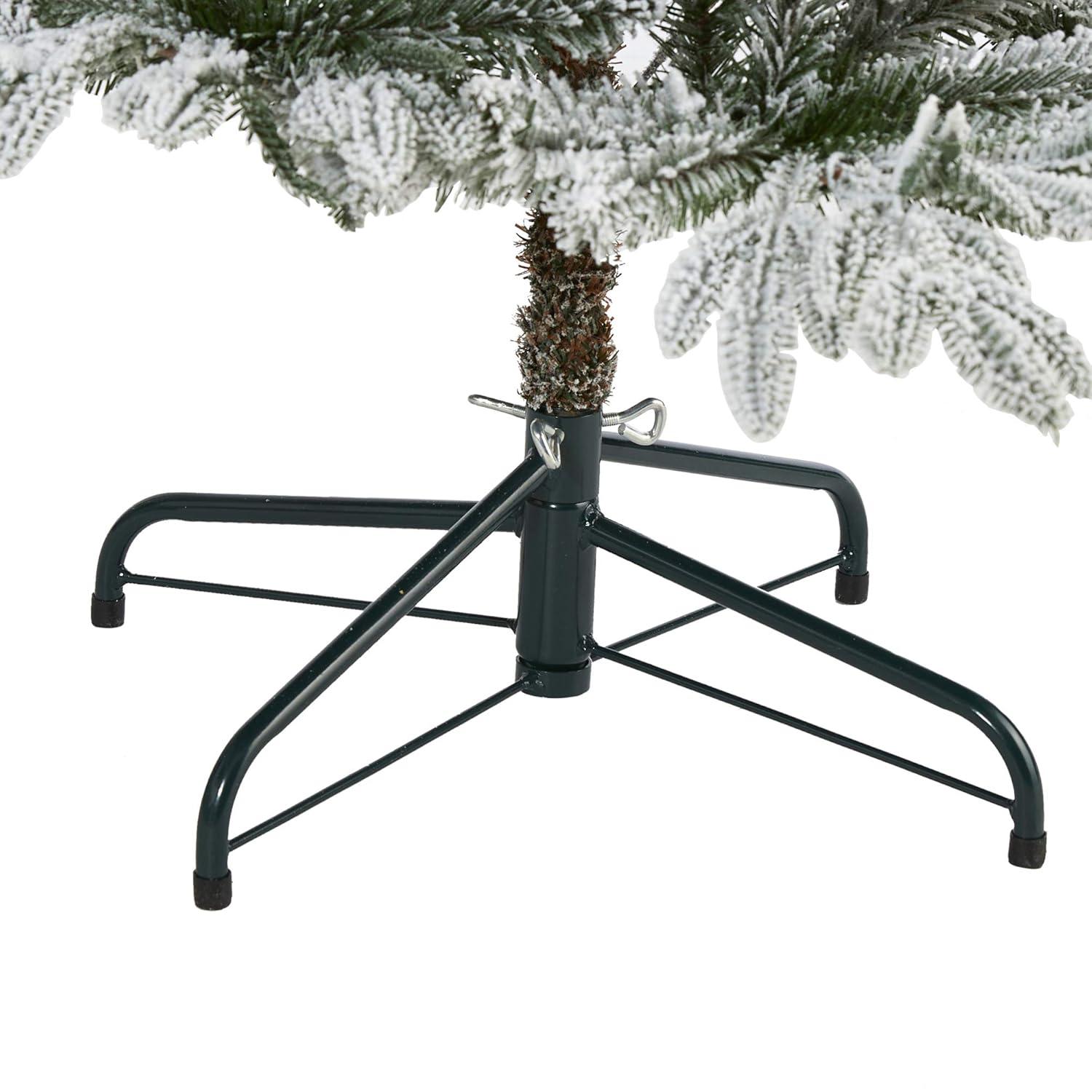 Nearly Natural 5.5’ Flocked Manchester Spruce Prelit LED Artificial Christmas Tree