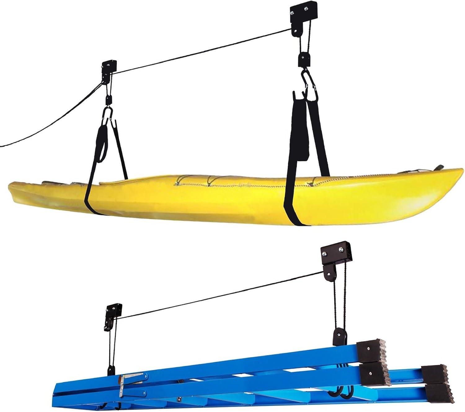 Kayak & Canoe Lift Hoist Kayak For Garage / Canoe Hoists 125 lb Capacity Lifetime Warranty by RAD Sportz
