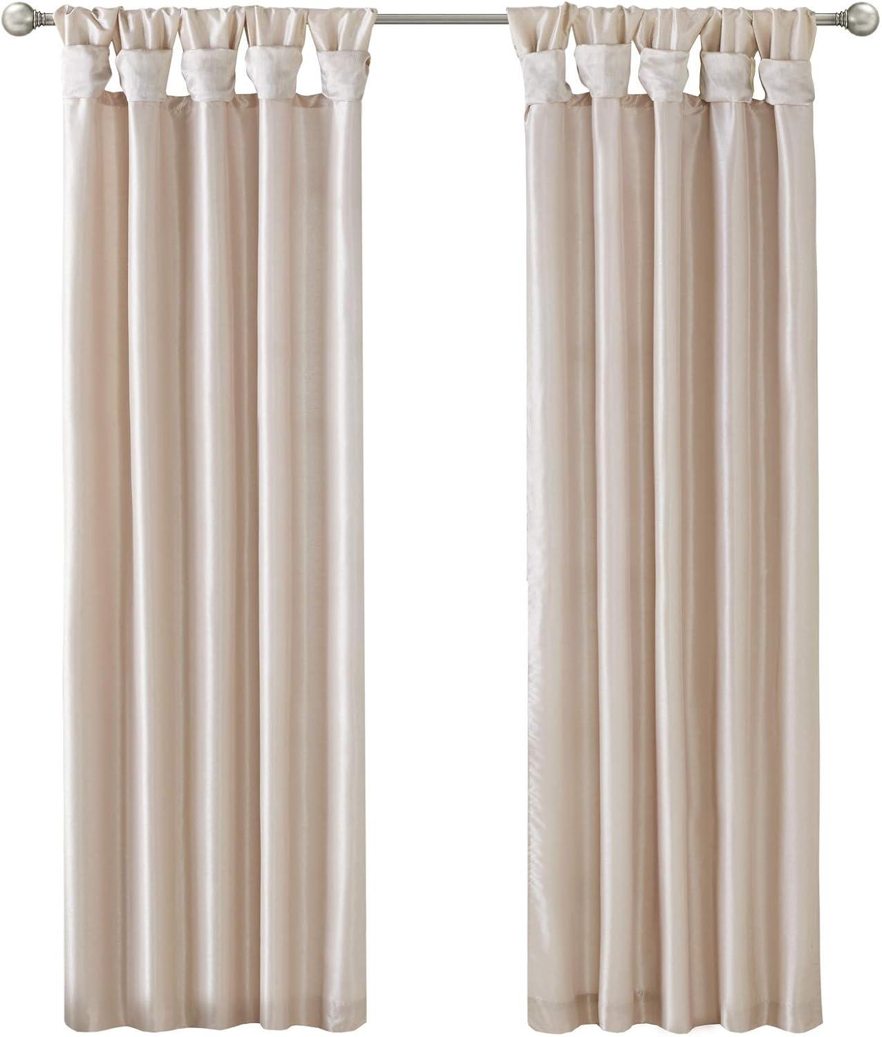 Blush Faux Silk Tab Top Room-Darkening Drapes, 50" x 84"