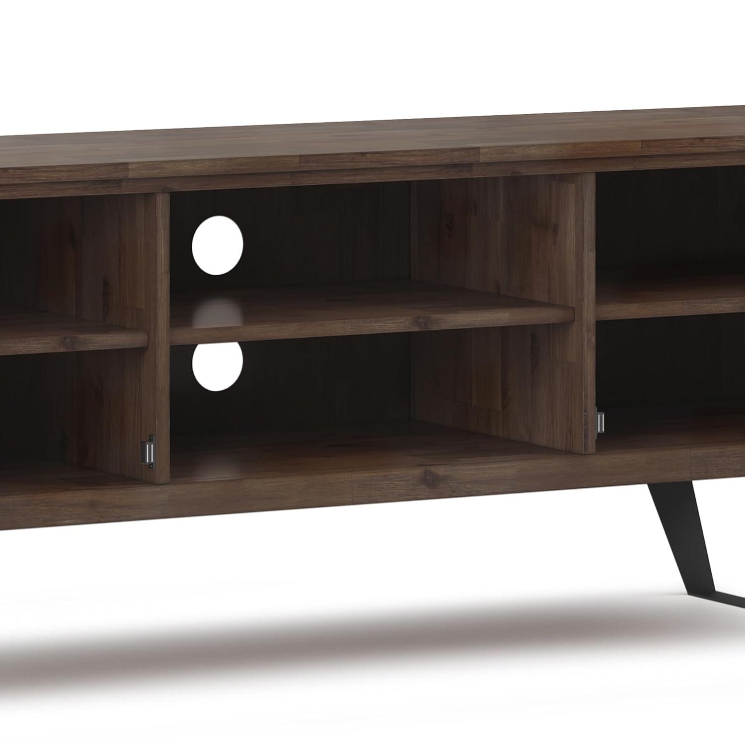 Simpli Home Lowry 63"W Solid Wood Modern Industrial TV Stand for TVs up to 70" with Storage
