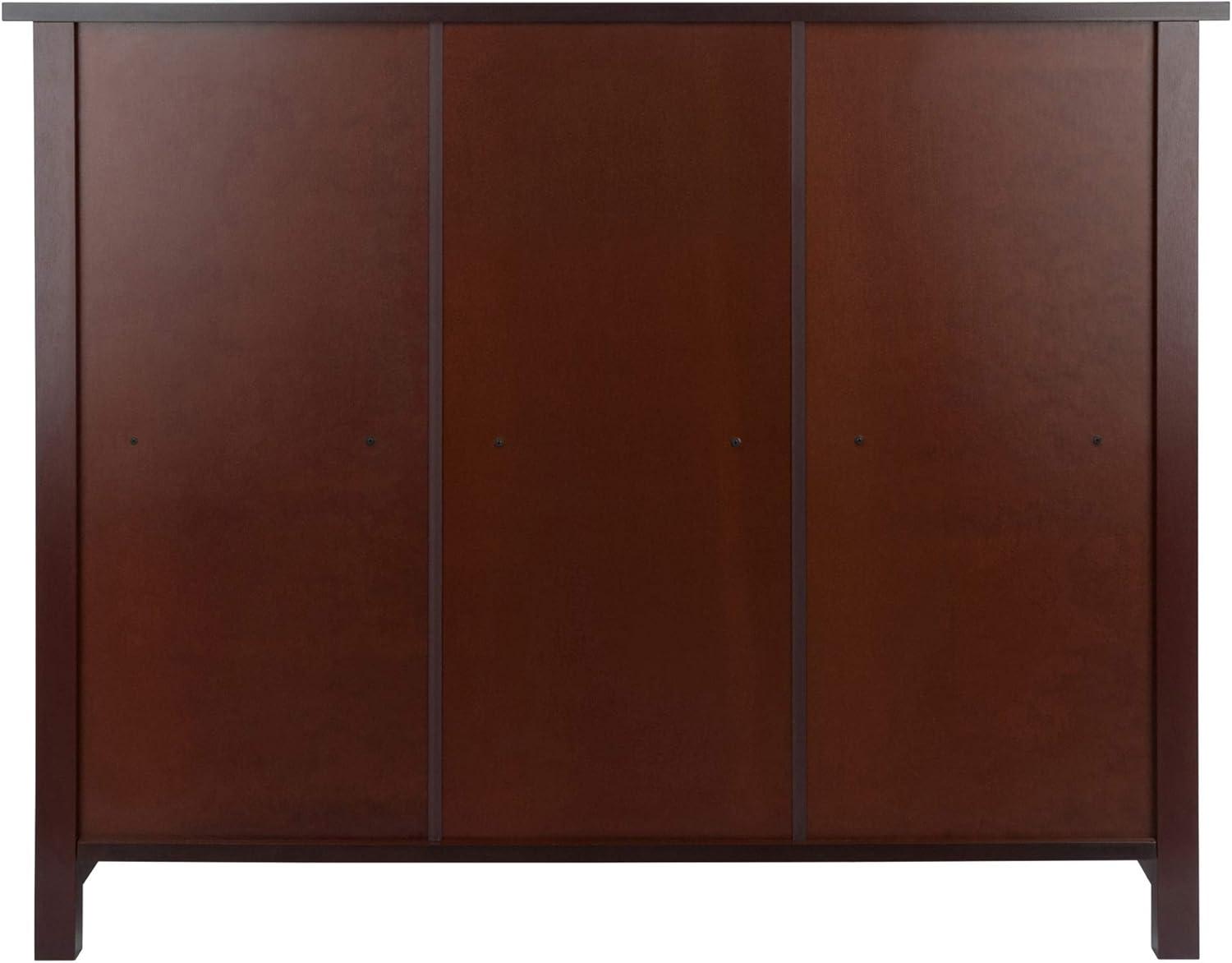 30" 3 Tier Milan Storage Shelf or Bookshelf Long Walnut - Winsome: Fixed Shelves, Wood Composite