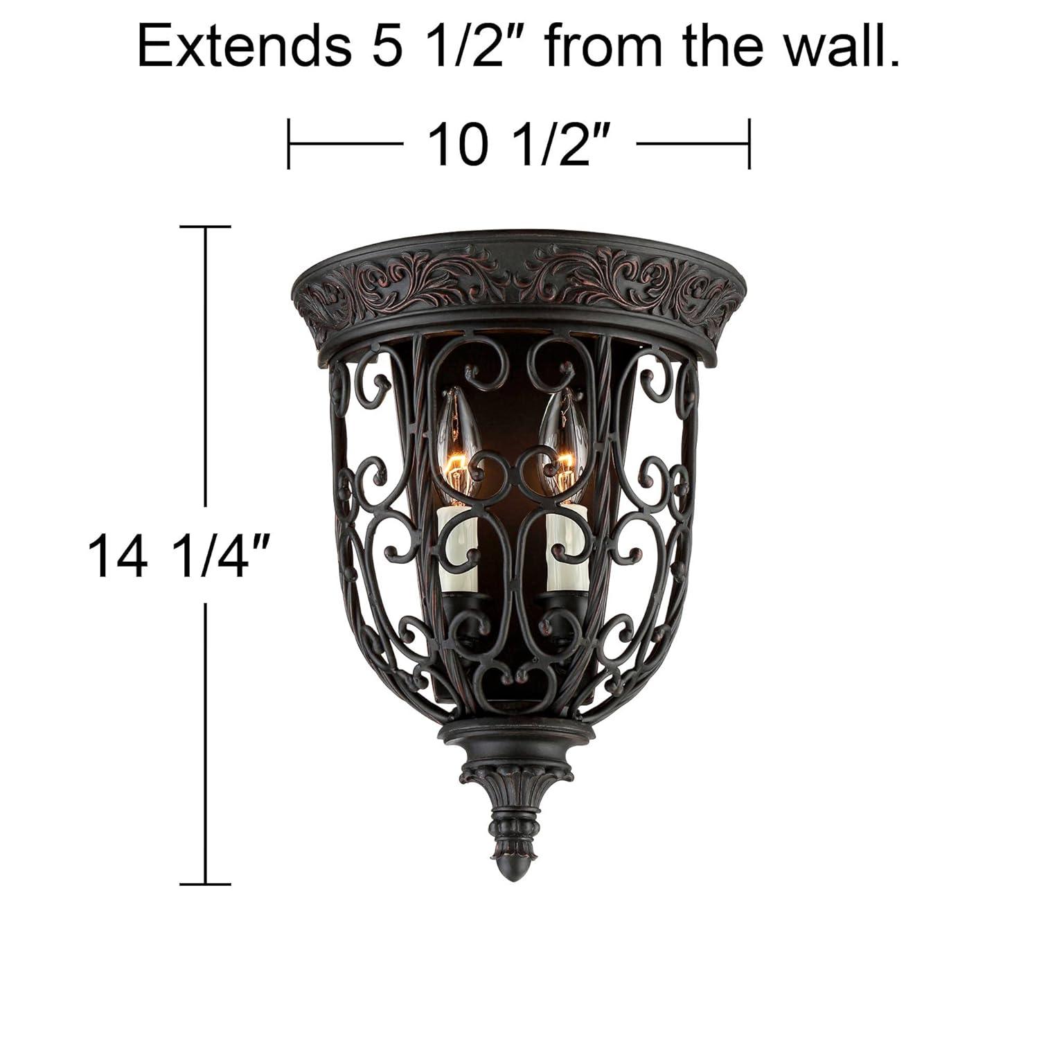 Franklin Iron Works French Scroll Rustic Wall Light Sconce Rubbed Bronze Hardwire 10 1/2" Fixture for Bedroom Bathroom Vanity Reading Living Room Home