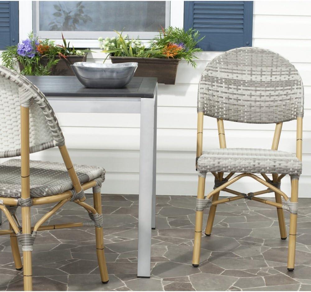 Tropical Flair Gray PE Wicker and Faux Bamboo Side Chairs (Set of 2)