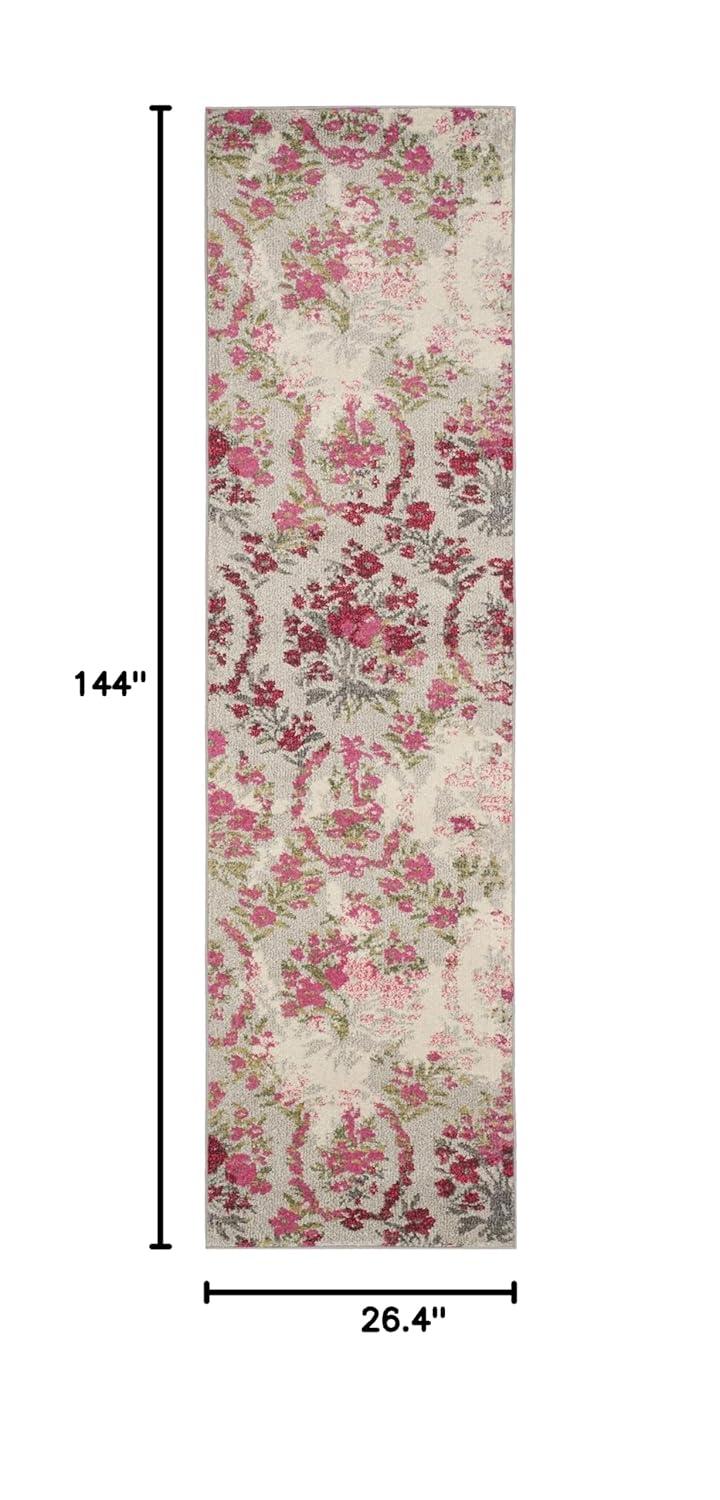 Monaco MNC205 Power Loomed Indoor Runner Rug - Ivory/Pink - 2'2"x12' - Safavieh.