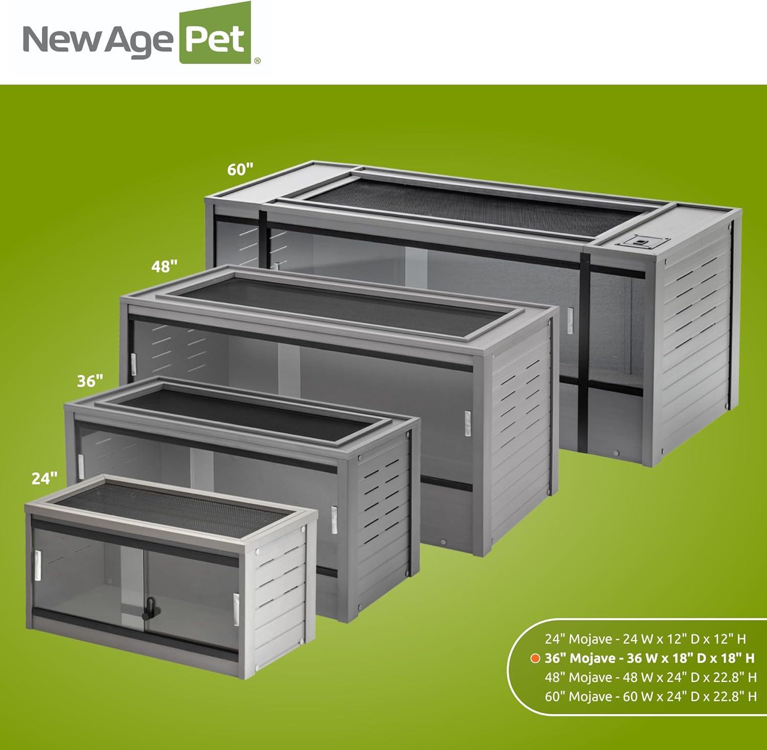 New Age Pet® ECOFLEX® 36 in. Mojave Reptile Terrarium Lounge - Durable Composite Habitat with Ventilated Side Panels, Removable Sliding Glass Doors and Mesh Screen Top for UV/Heat Lamp Setup