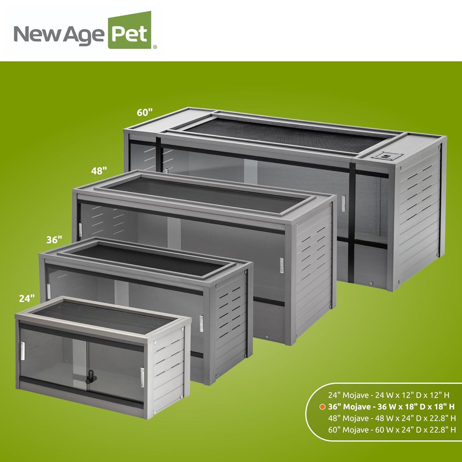 New Age Pet® ECOFLEX® 36 in. Mojave Reptile Terrarium Lounge - Durable Composite Habitat with Ventilated Side Panels, Removable Sliding Glass Doors and Mesh Screen Top for UV/Heat Lamp Setup