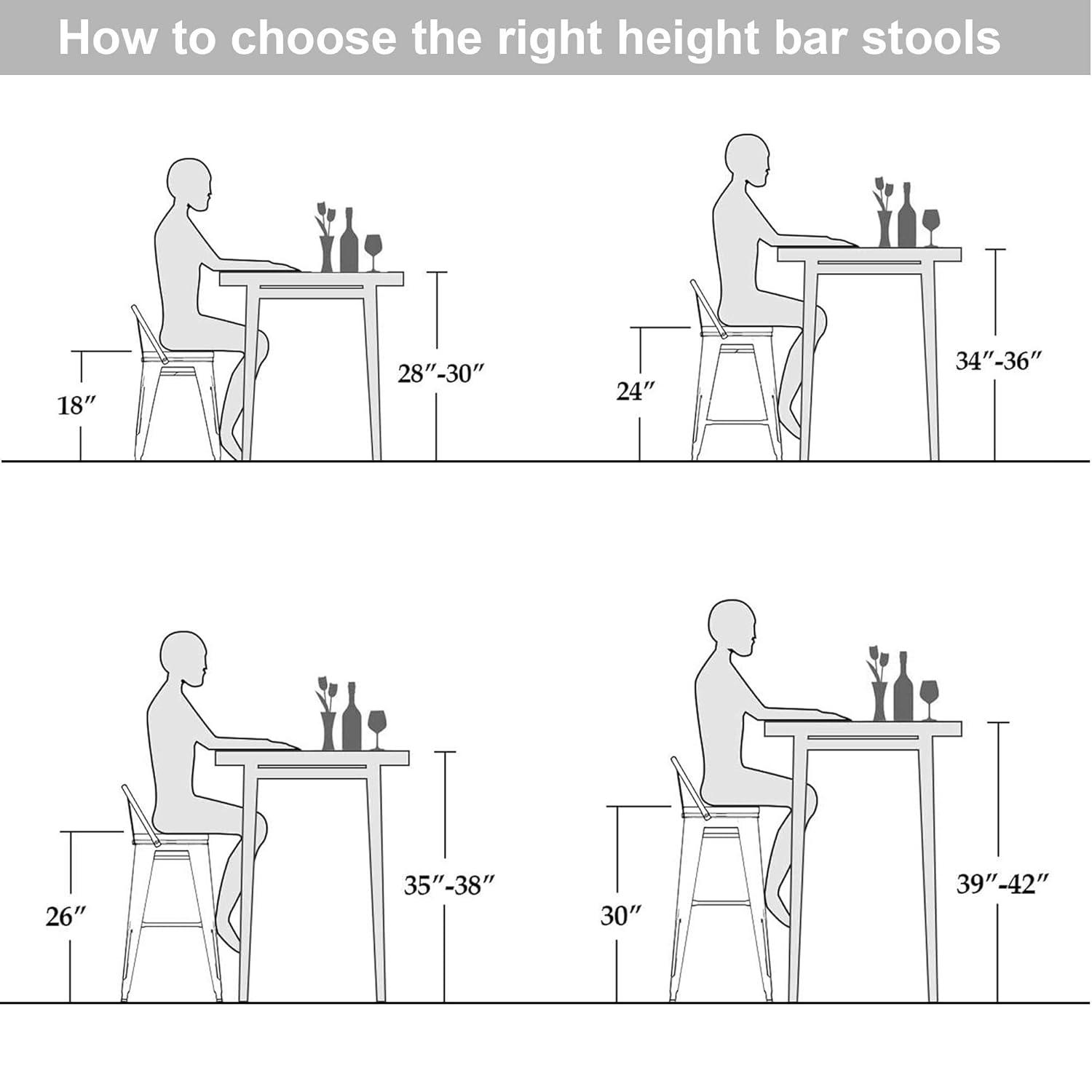 WENTMENT Bar Stools Set of 4 Counter Height Bar Stools Metal Barstools with Removable Back 30" Kitchen Bar Stools with Wooden Seat, Rusty