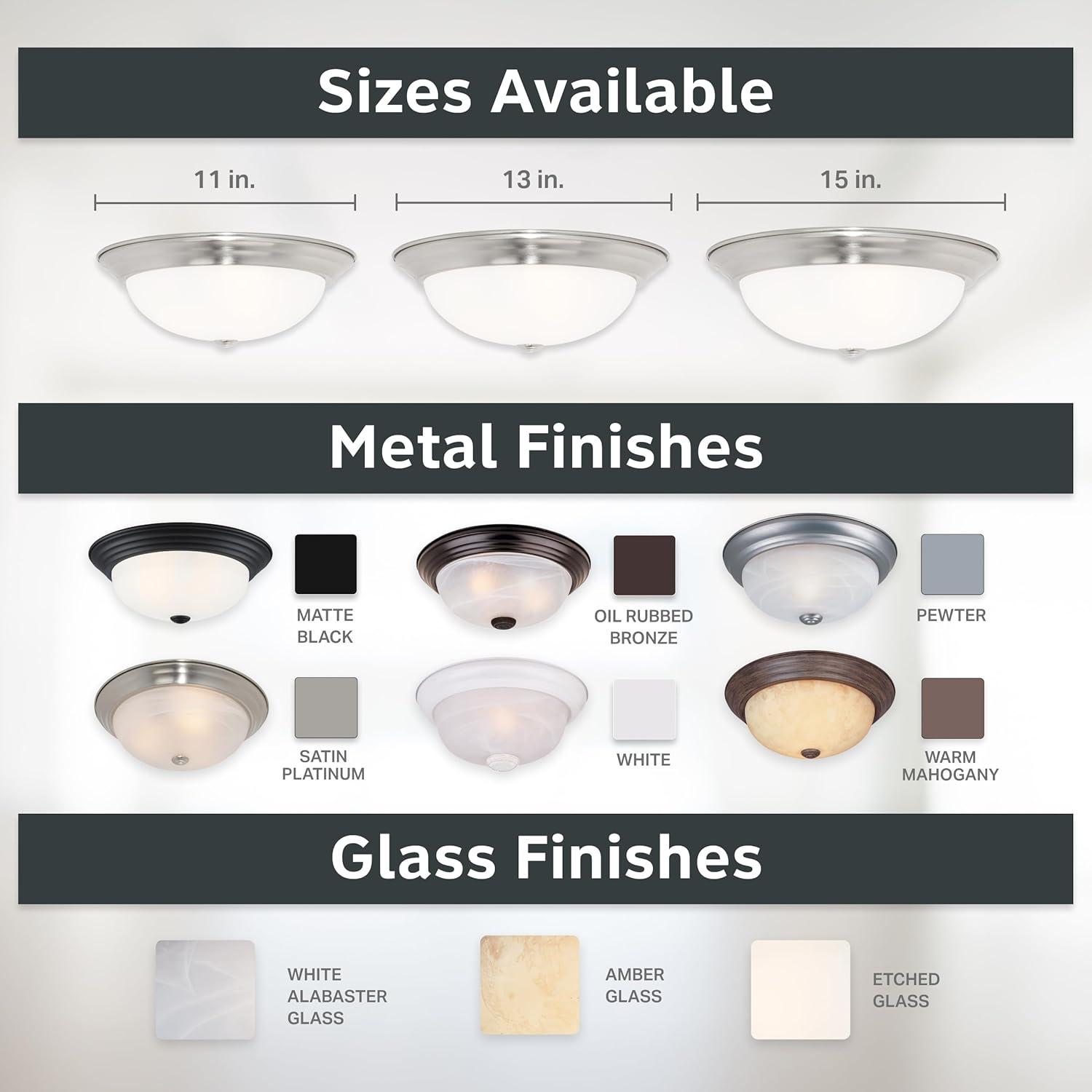 1257M-SP-W-Designers Fountain-13 Inch 2 Light Flush Mount-Satin Platinum Finish-Etched Glass Color